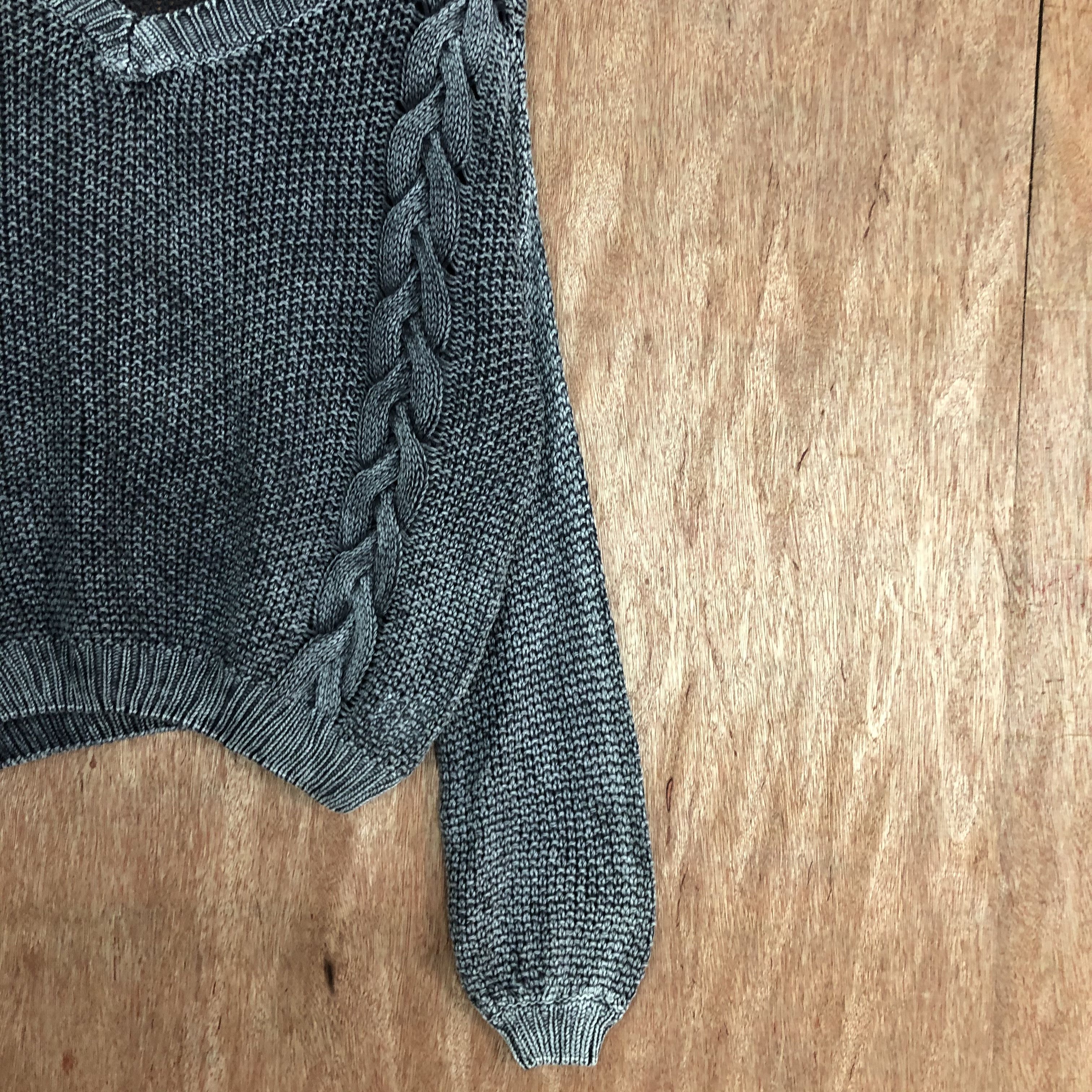 Faded Glory DL Gyda Grey Faded style crochet cable Knitwear #c551 Size M / US 6-8 / IT 42-44 - 6 Thumbnail