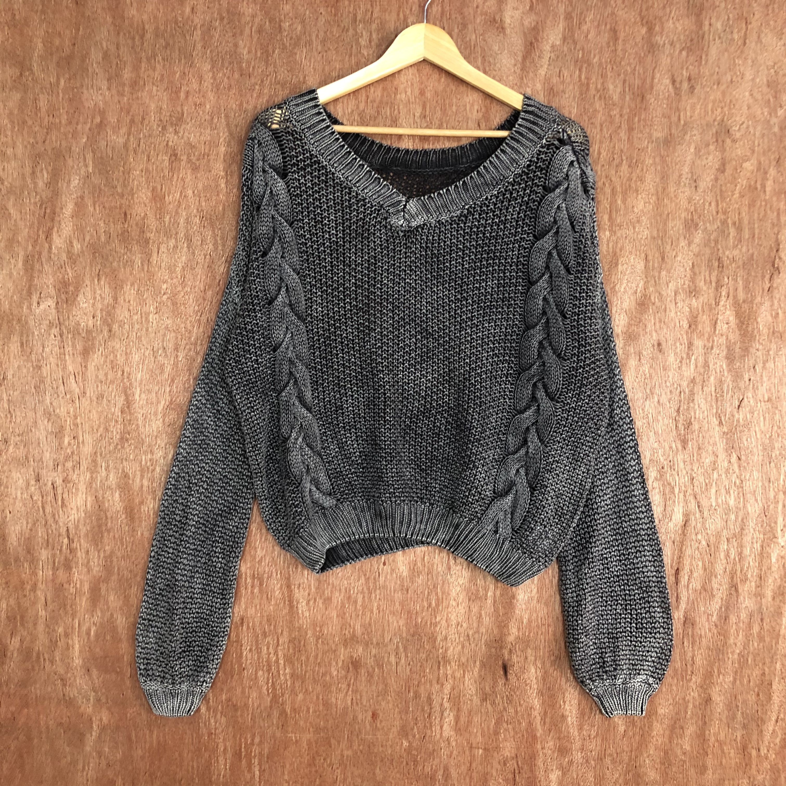 Faded Glory DL Gyda Grey Faded style crochet cable Knitwear #c551 Size M / US 6-8 / IT 42-44 - 1 Thumbnail