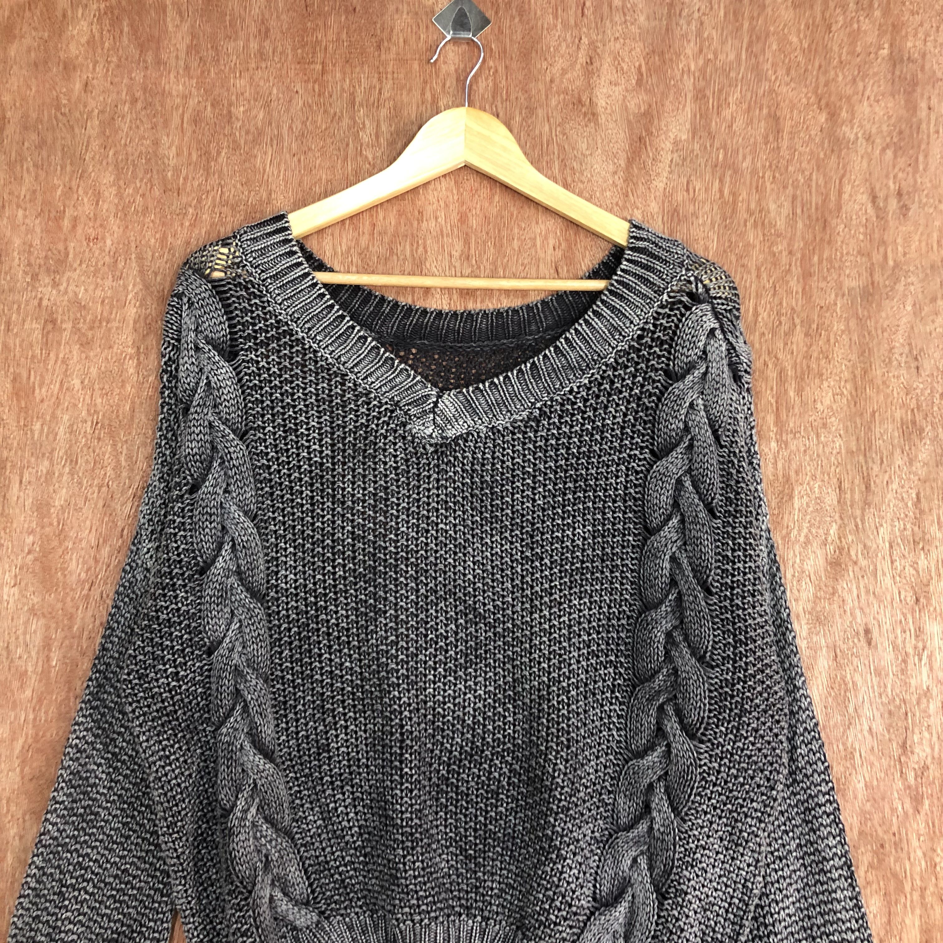 Faded Glory DL Gyda Grey Faded style crochet cable Knitwear #c551 Size M / US 6-8 / IT 42-44 - 2 Thumbnail