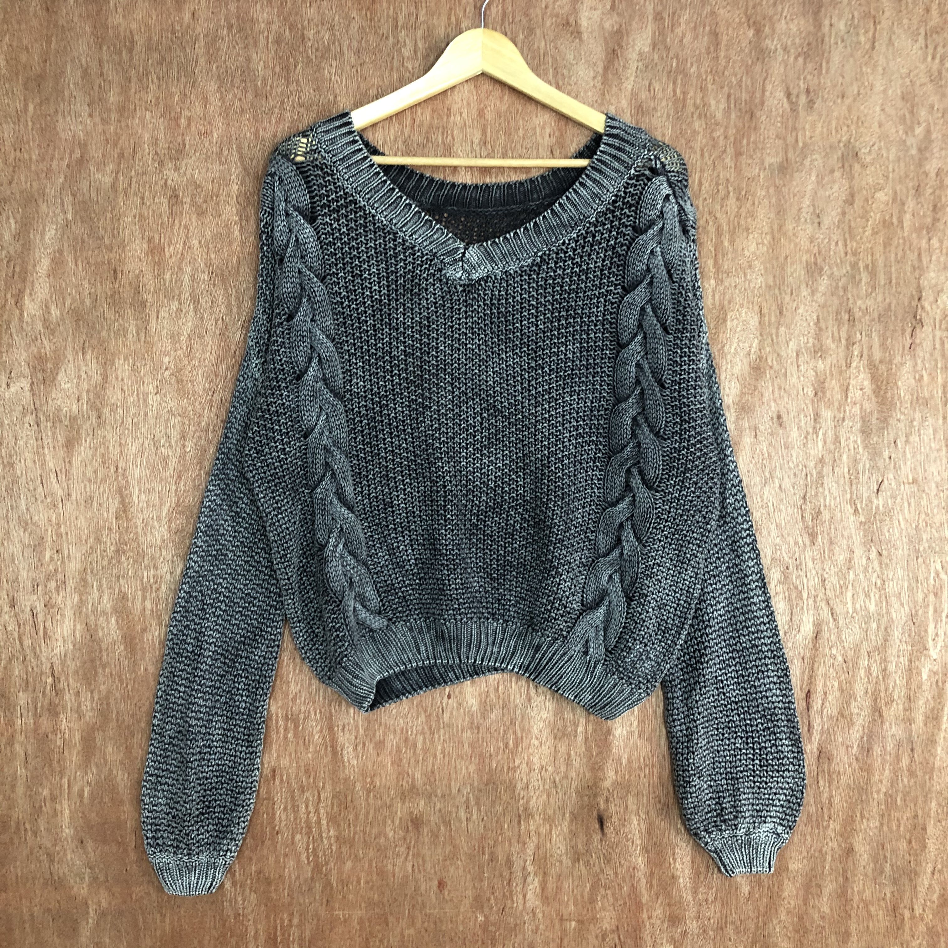 Faded Glory DL Gyda Grey Faded style crochet cable Knitwear #c551 Size M / US 6-8 / IT 42-44 - 4 Thumbnail