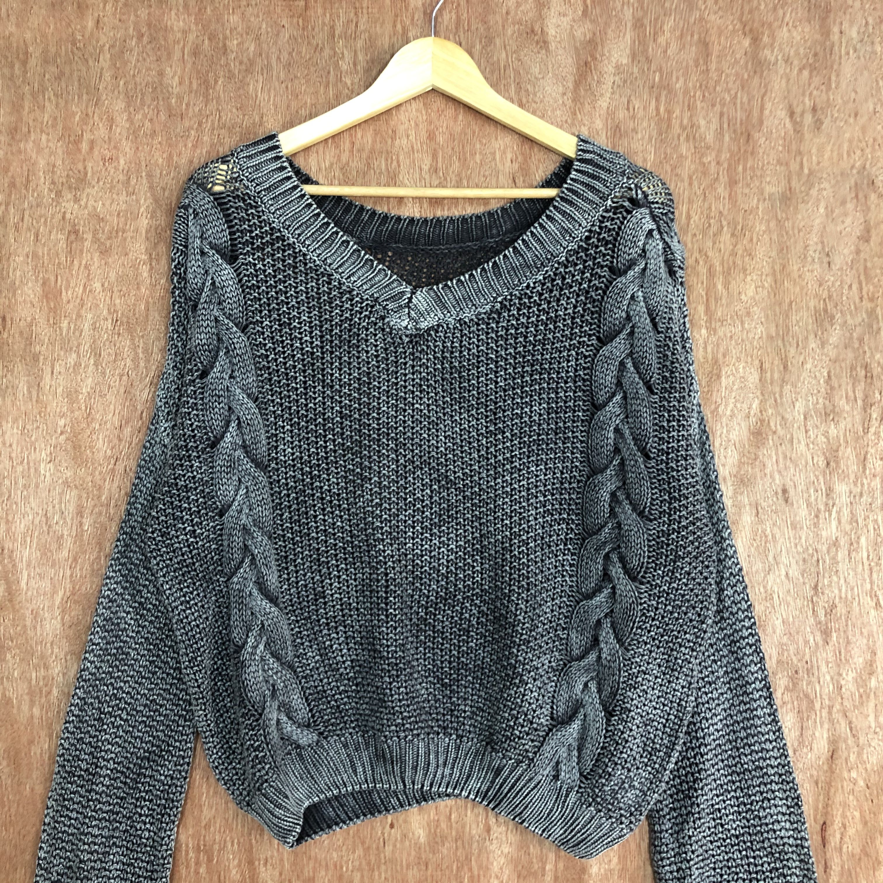 Faded Glory DL Gyda Grey Faded style crochet cable Knitwear #c551 Size M / US 6-8 / IT 42-44 - 3 Thumbnail
