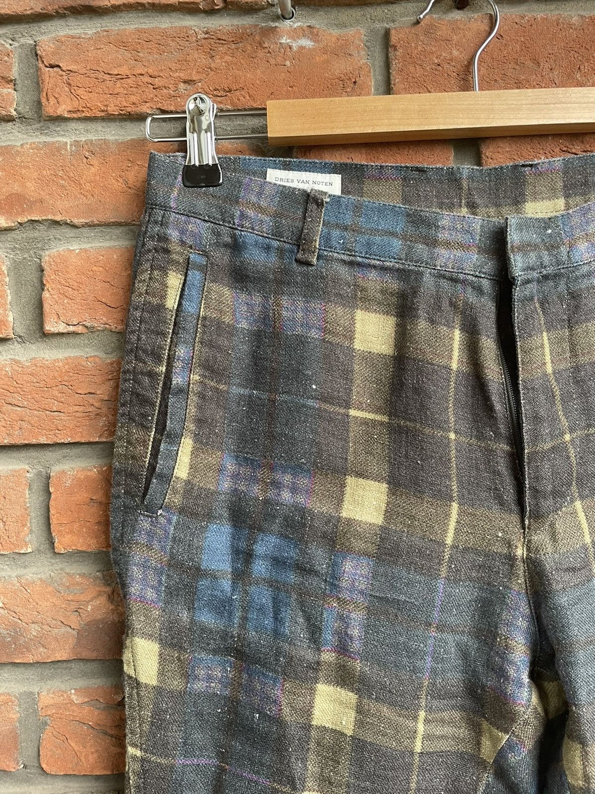 Dries Van Noten Checkered Linen Velcro Pants Size US 30 / EU 46 - 3 Thumbnail