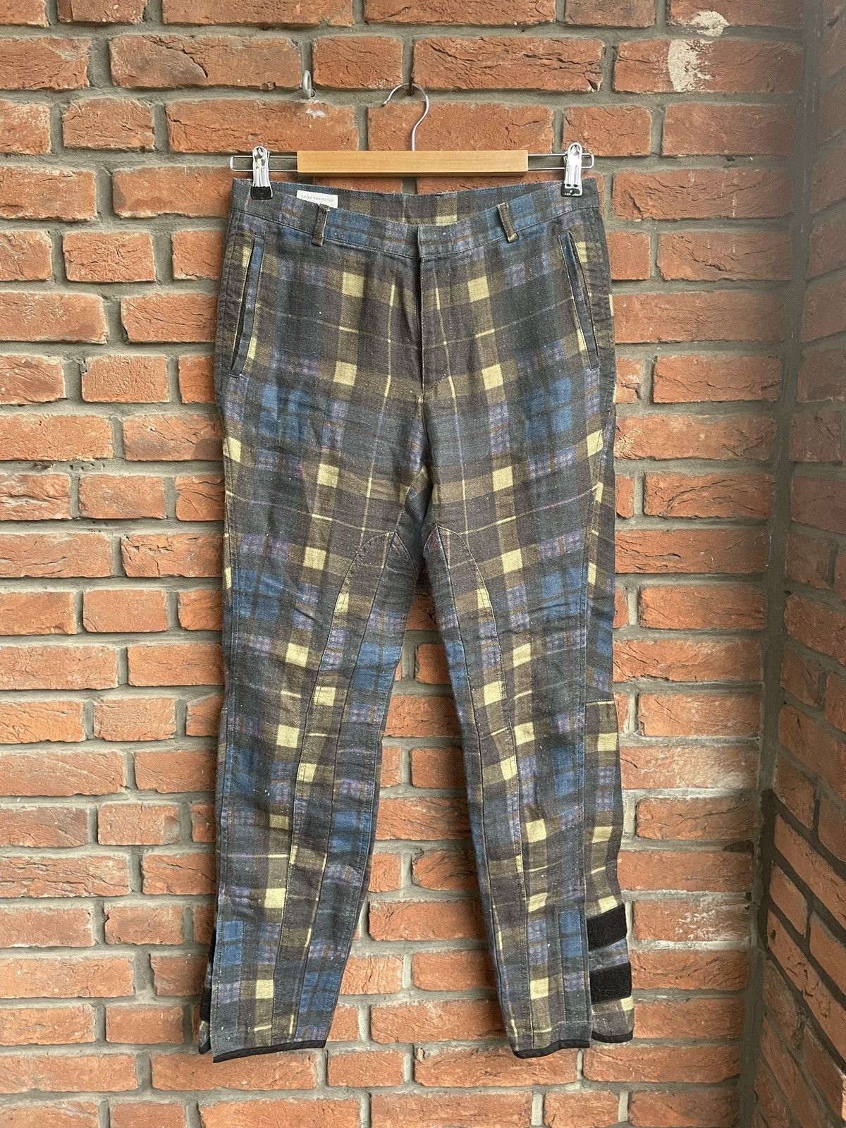 Dries Van Noten Checkered Linen Velcro Pants Size US 30 / EU 46 - 2 Thumbnail