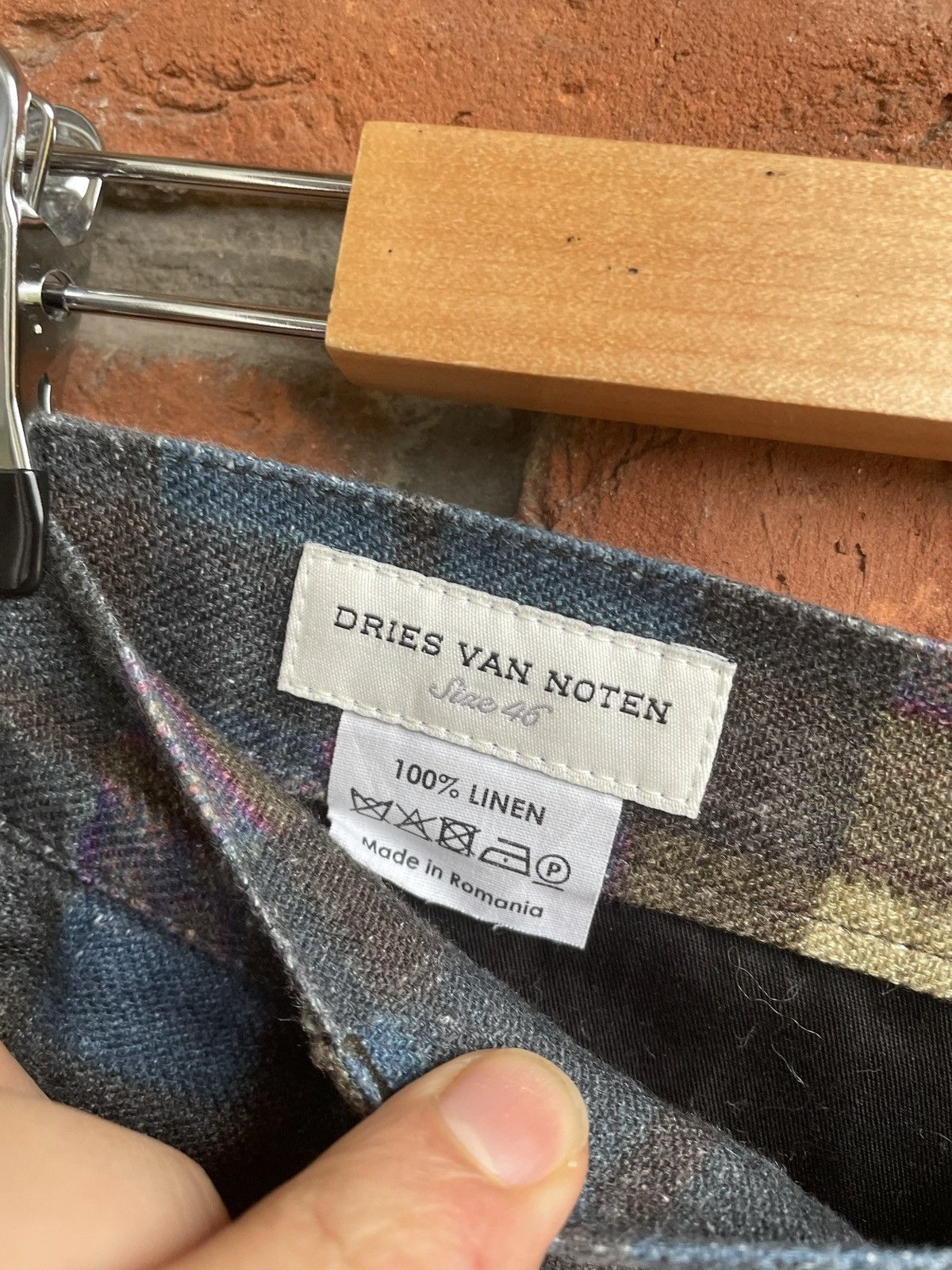 Dries Van Noten Checkered Linen Velcro Pants Size US 30 / EU 46 - 7 Thumbnail