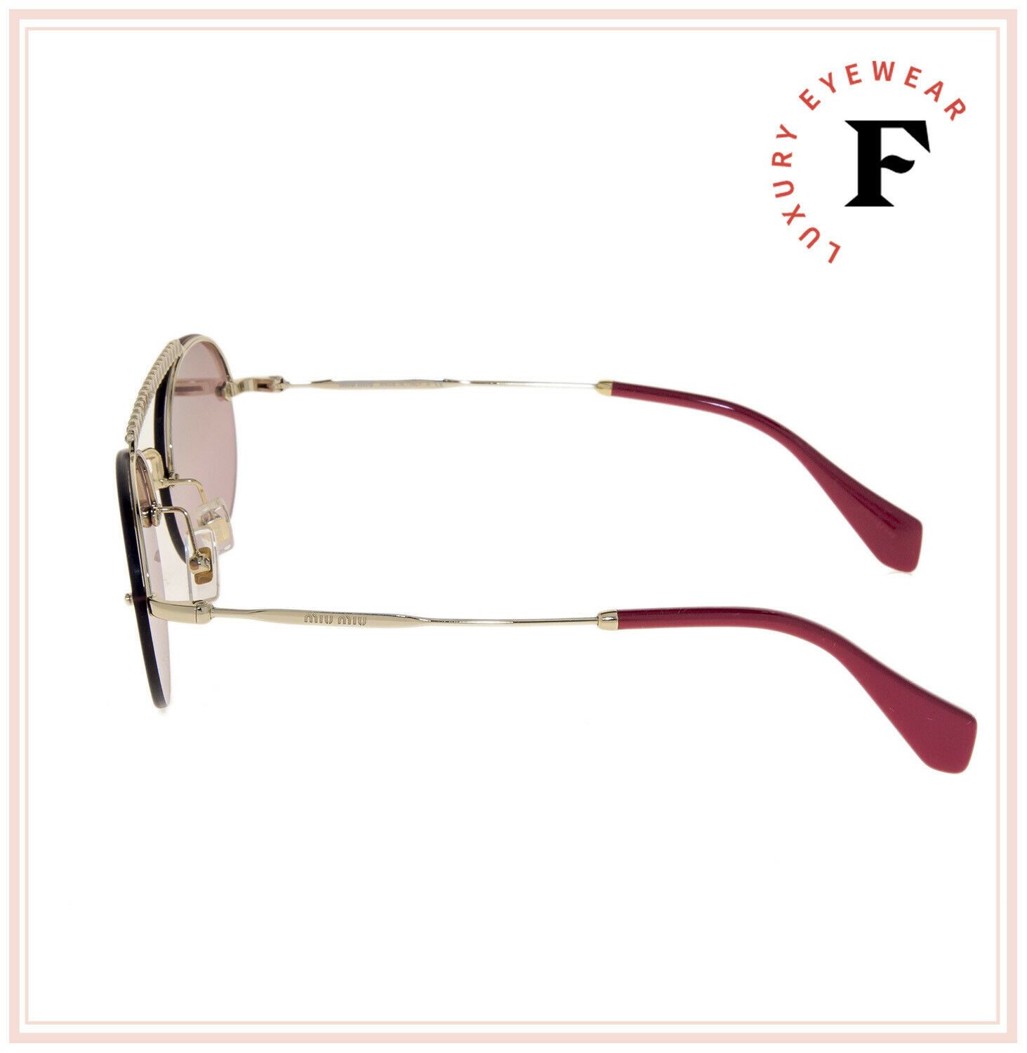 MIU MIU SOCIETE MU60TS CRYSTAL Pink Gold Oval Sunglasses 60T