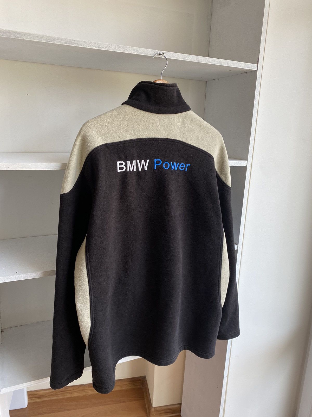 image of Vintage Bmw Power Racing Fleece Zip Jacket in Brown, Men's (Size XL)