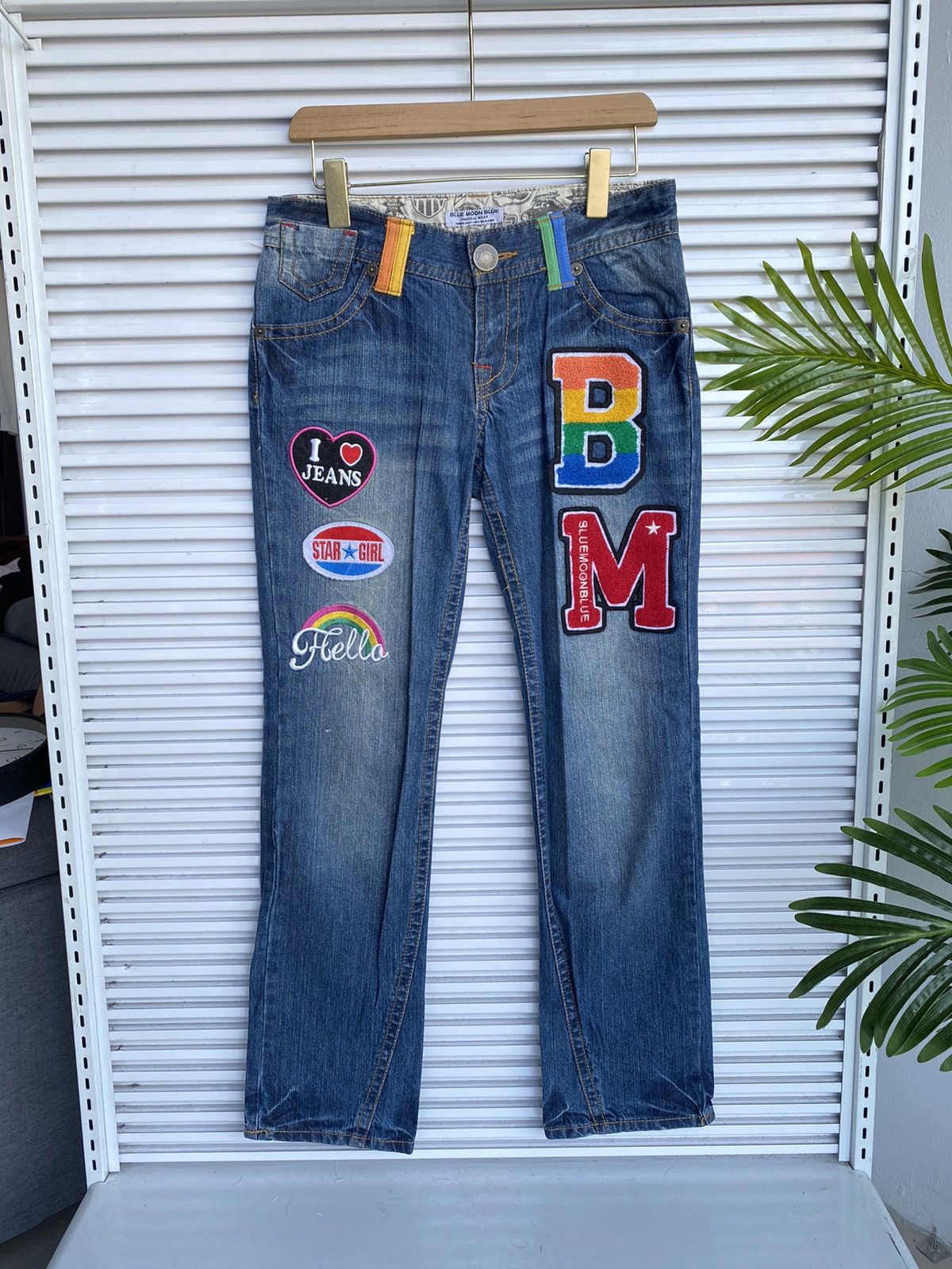 Japanese Brand × Vintage Vintage Blue Moon Printed Denim / Undercover Issey Yohji Size US 31 - 1 Thumbnail