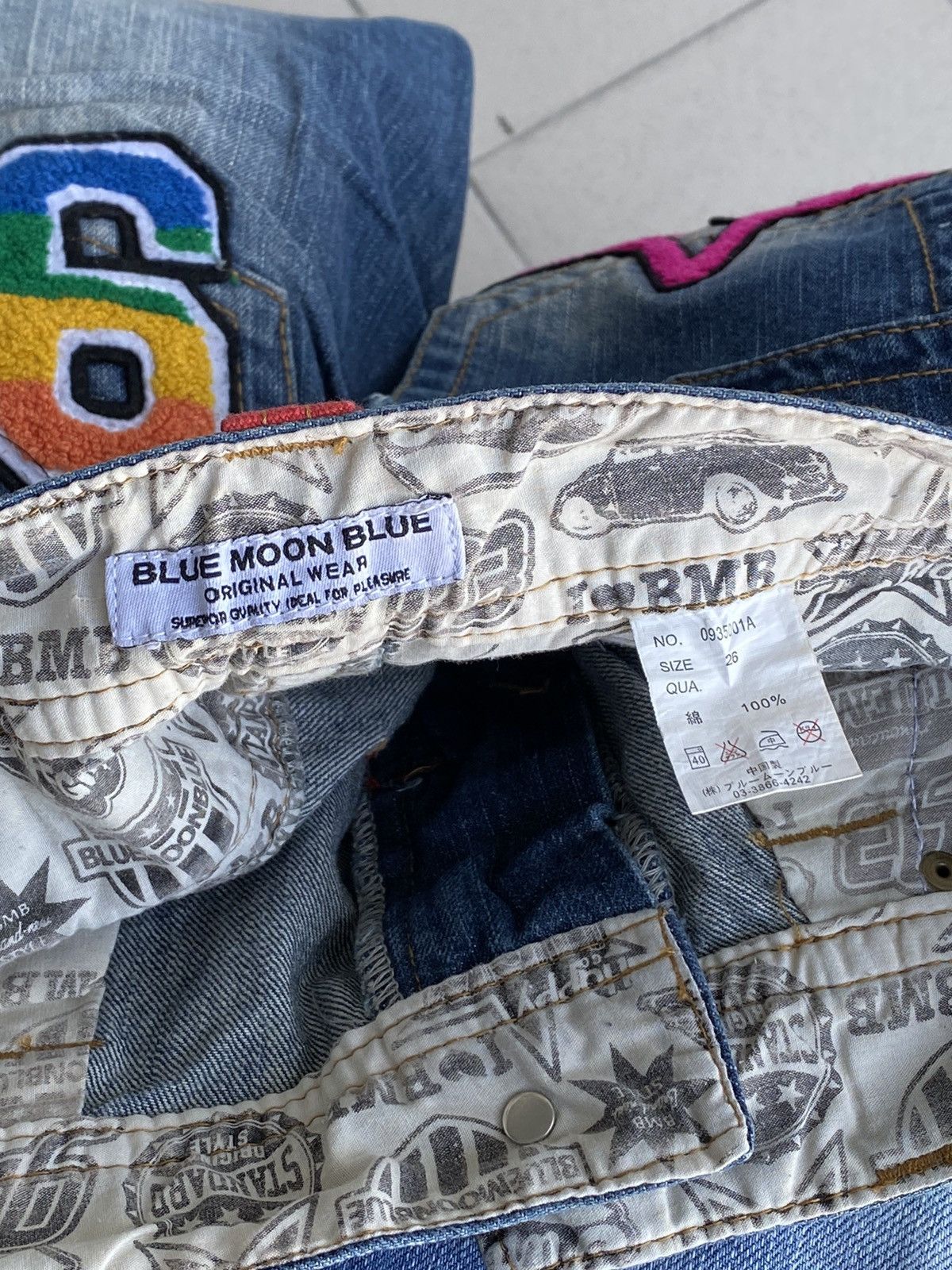 Japanese Brand × Vintage Vintage Blue Moon Printed Denim / Undercover Issey Yohji Size US 31 - 6 Thumbnail