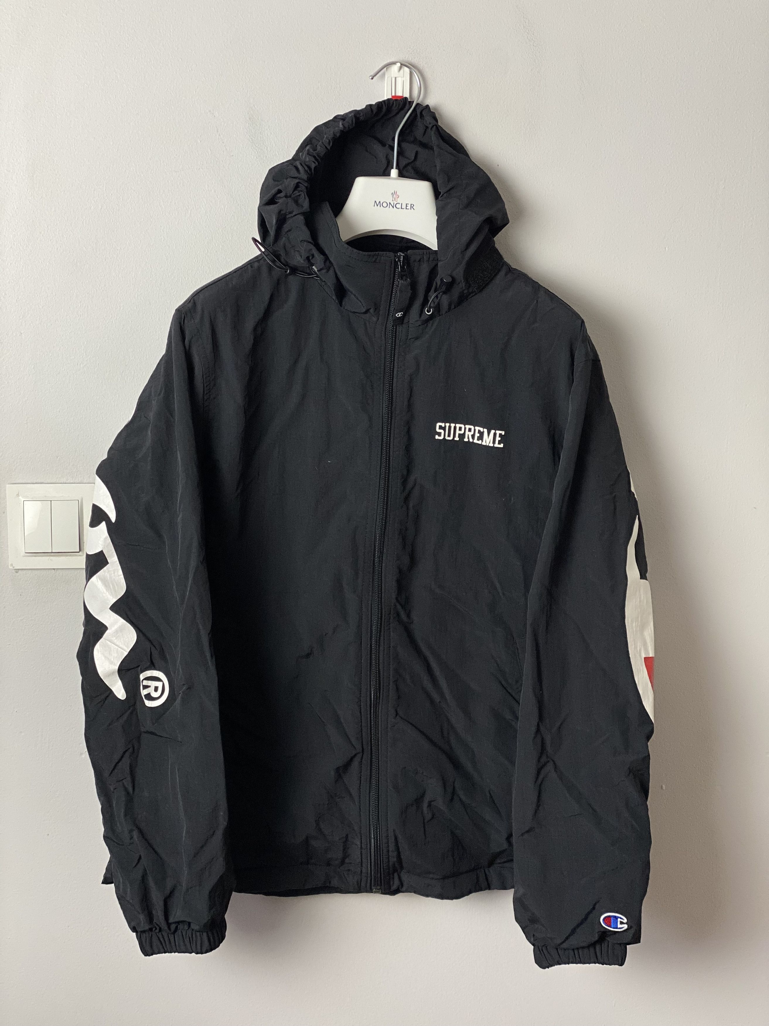 image of Champion Track Jacket Big Logo in Black, Men's (Size Small)