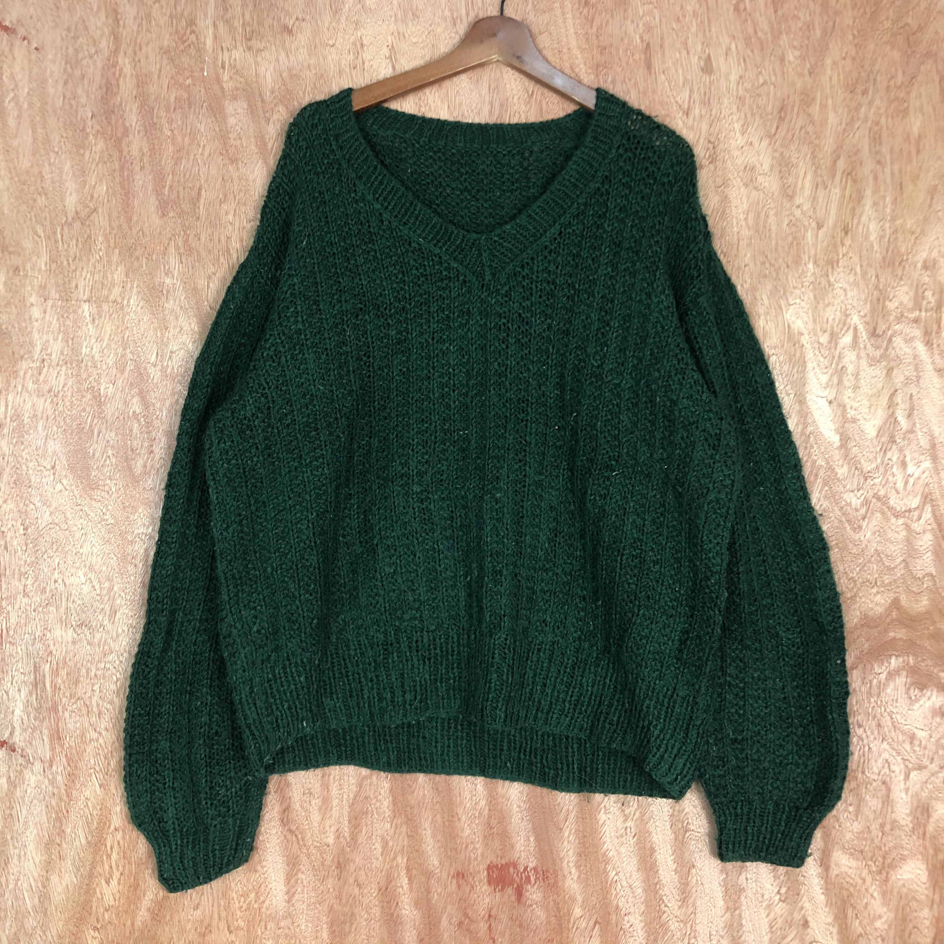 image of Homespun Knitwear Japan Brand Green Mohair Streetwear Knitwear C522, Men's (Size XL)