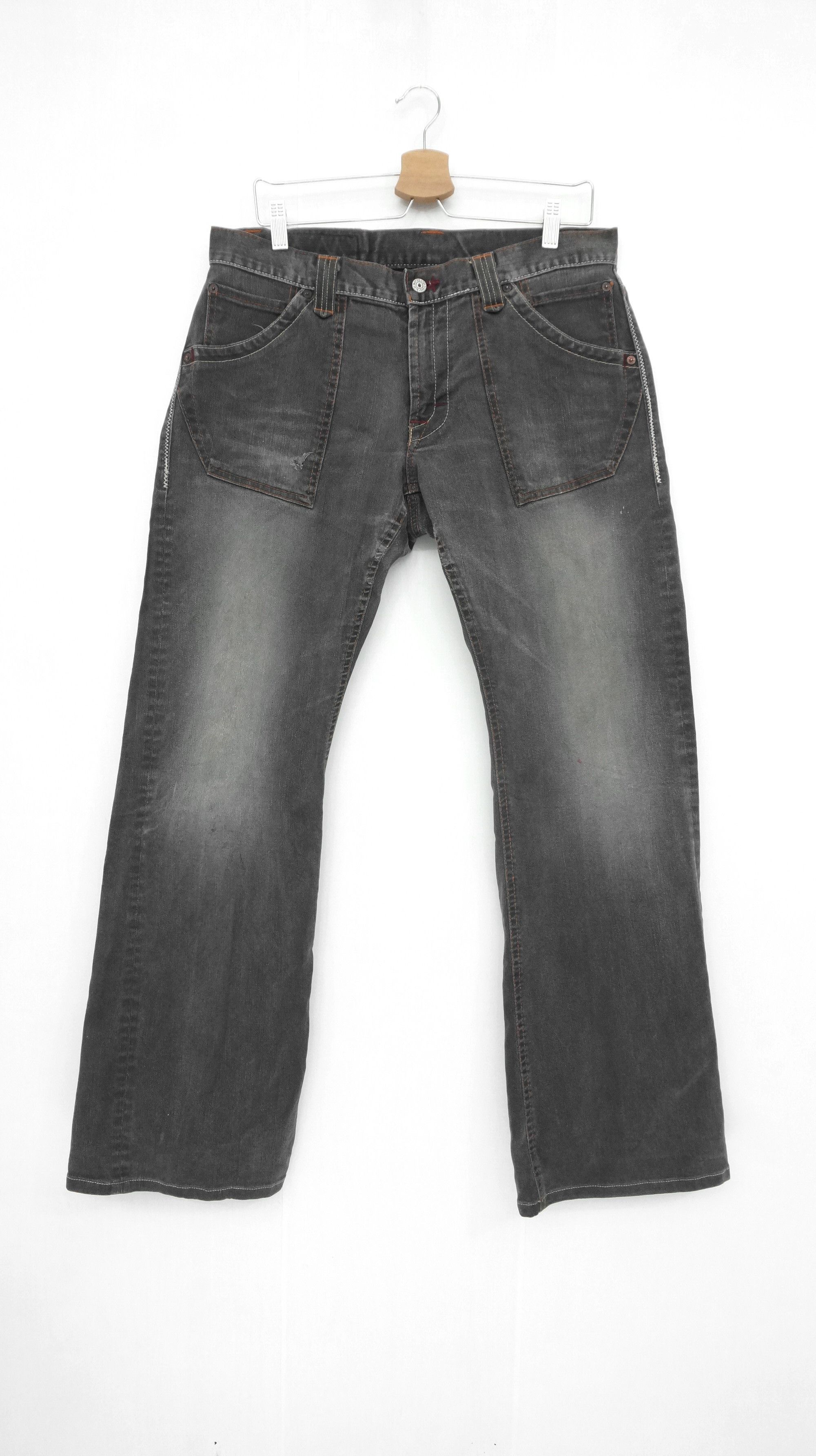 Japanese Brand 🔥Vtg🔥 BLUEWAY Japan Faded Black Flared Jeans Size US 34 / EU 50 - 2 Thumbnail