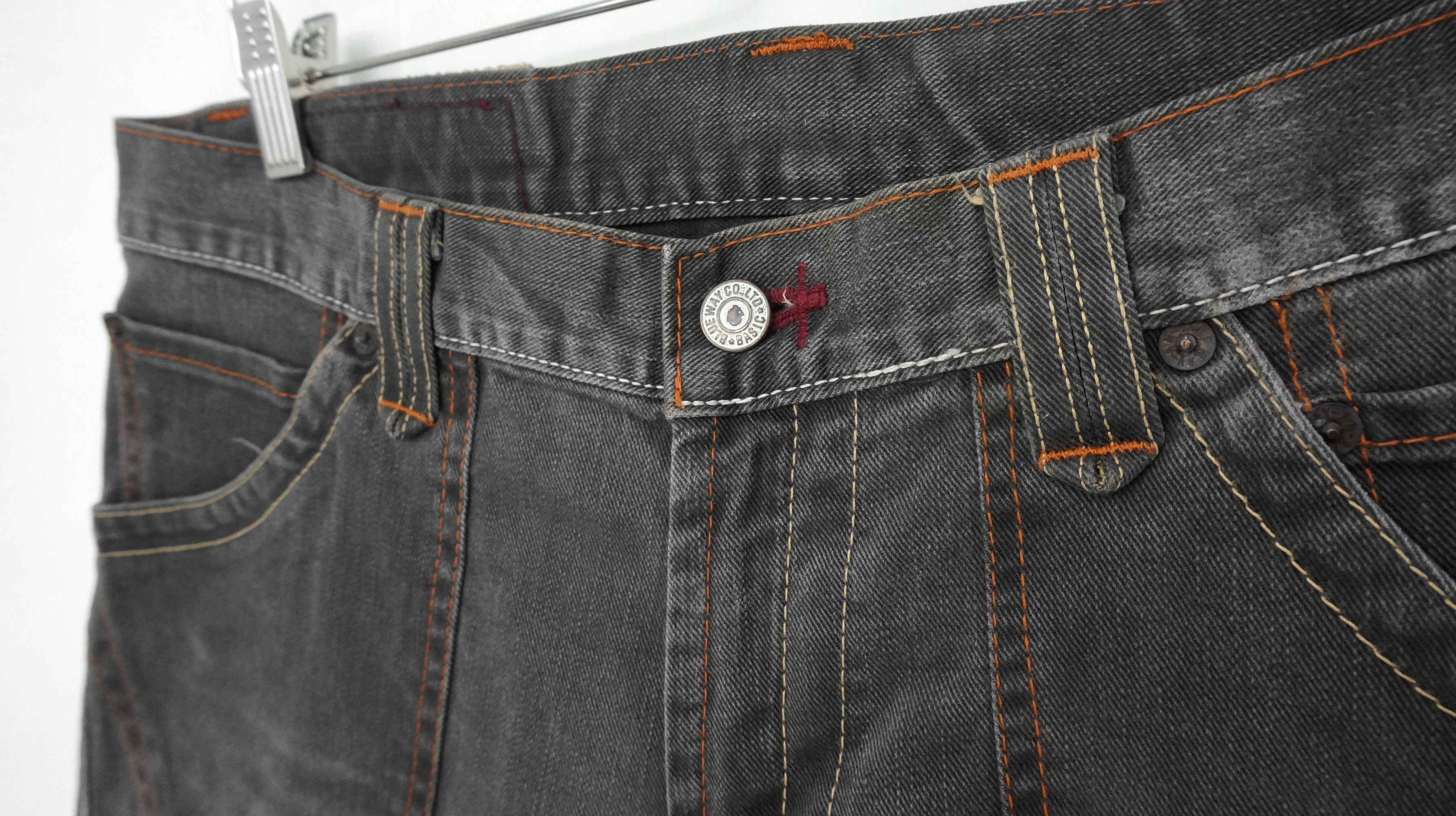 Japanese Brand 🔥Vtg🔥 BLUEWAY Japan Faded Black Flared Jeans Size US 34 / EU 50 - 7 Thumbnail