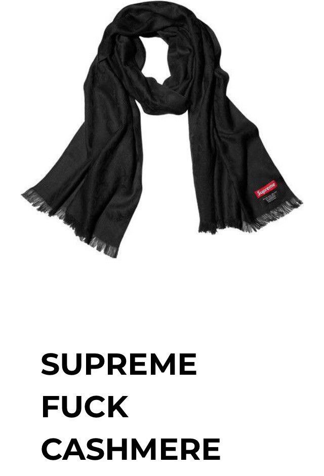 シュプリーム　FUCK CASHMERE SCARF FW17A98 BLACK シュプリームFUCK CASHMERE SCARF FW17A98 BLACK