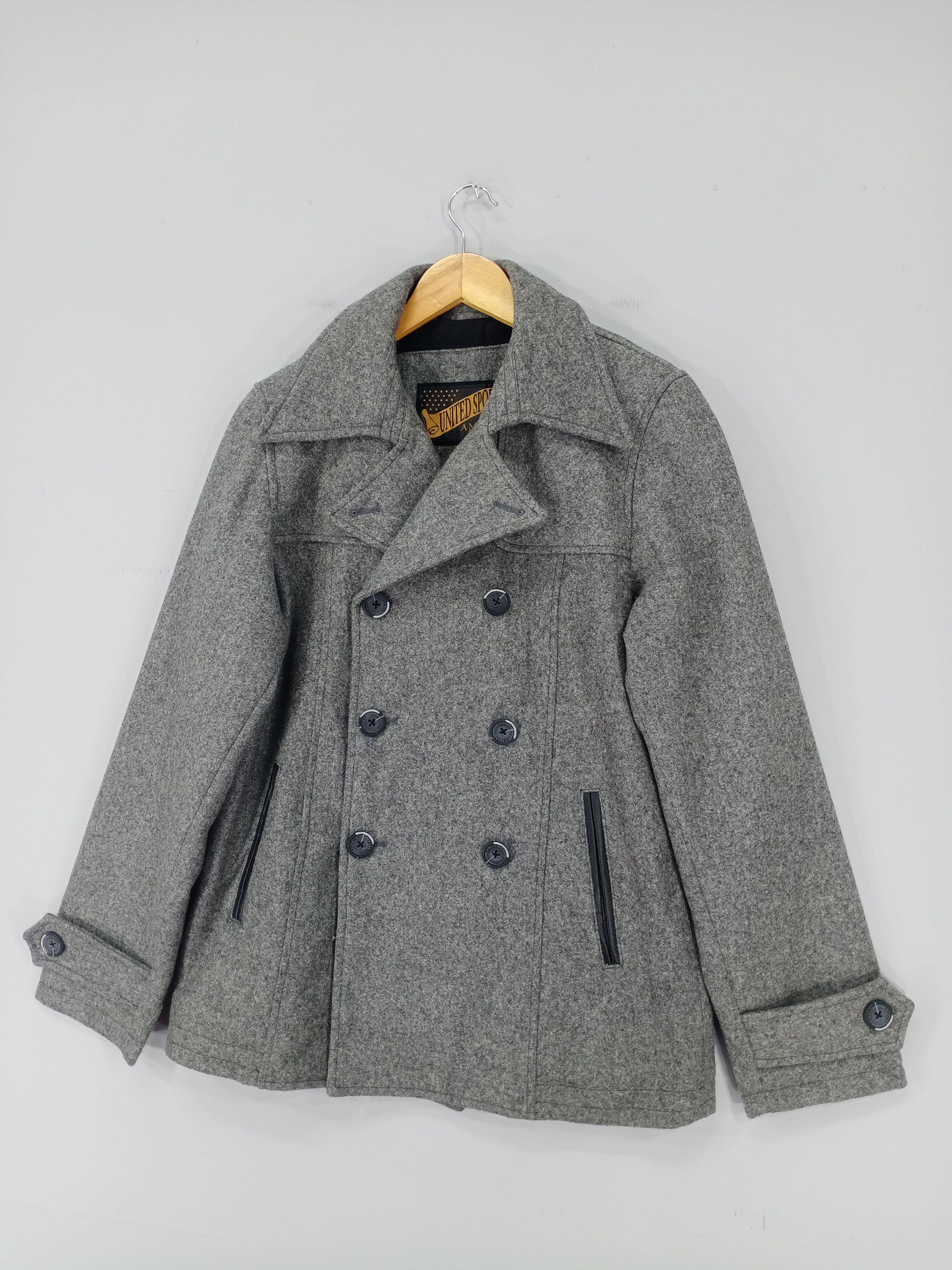 American Apparel 💥United Sports Double Breasted Peacoat Mohair Jacket Size US S / EU 44-46 / 1 - 3 Thumbnail