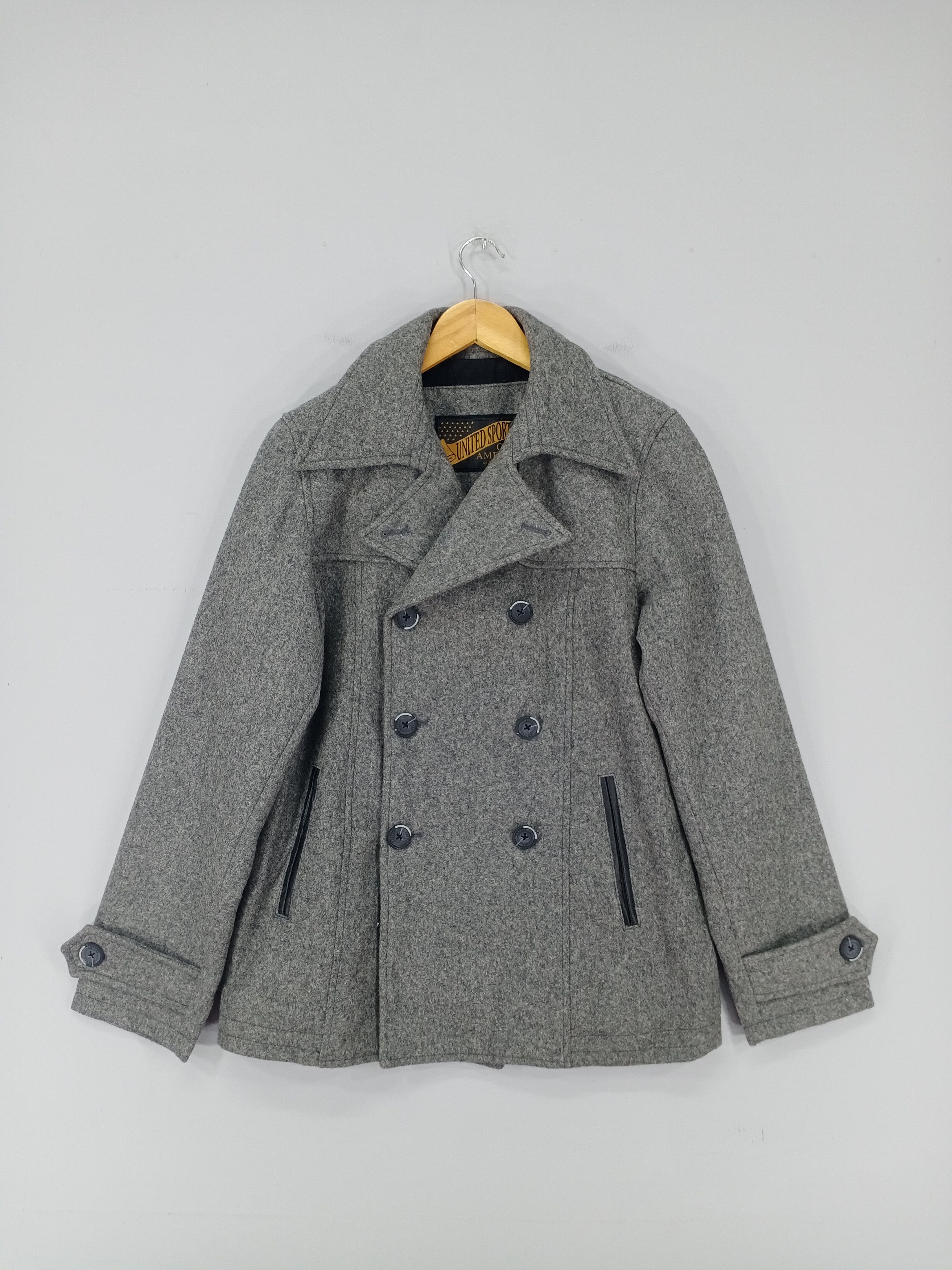 American Apparel 💥United Sports Double Breasted Peacoat Mohair Jacket Size US S / EU 44-46 / 1 - 1 Thumbnail