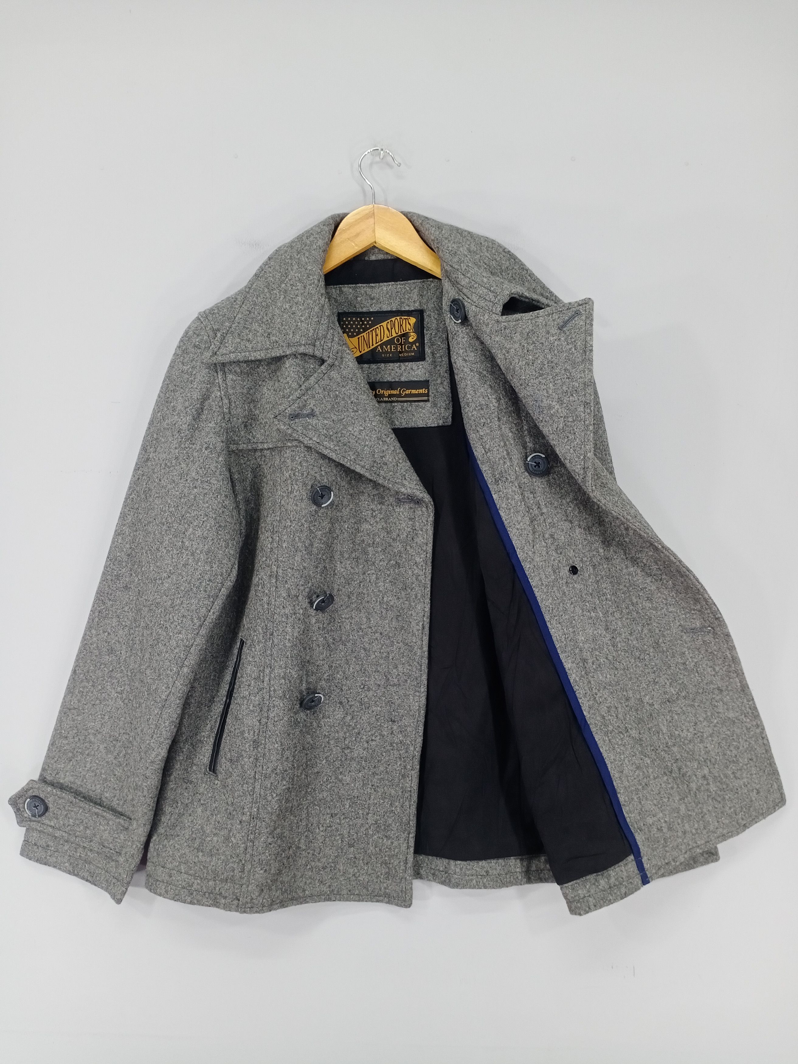 American Apparel 💥United Sports Double Breasted Peacoat Mohair Jacket Size US S / EU 44-46 / 1 - 7 Thumbnail