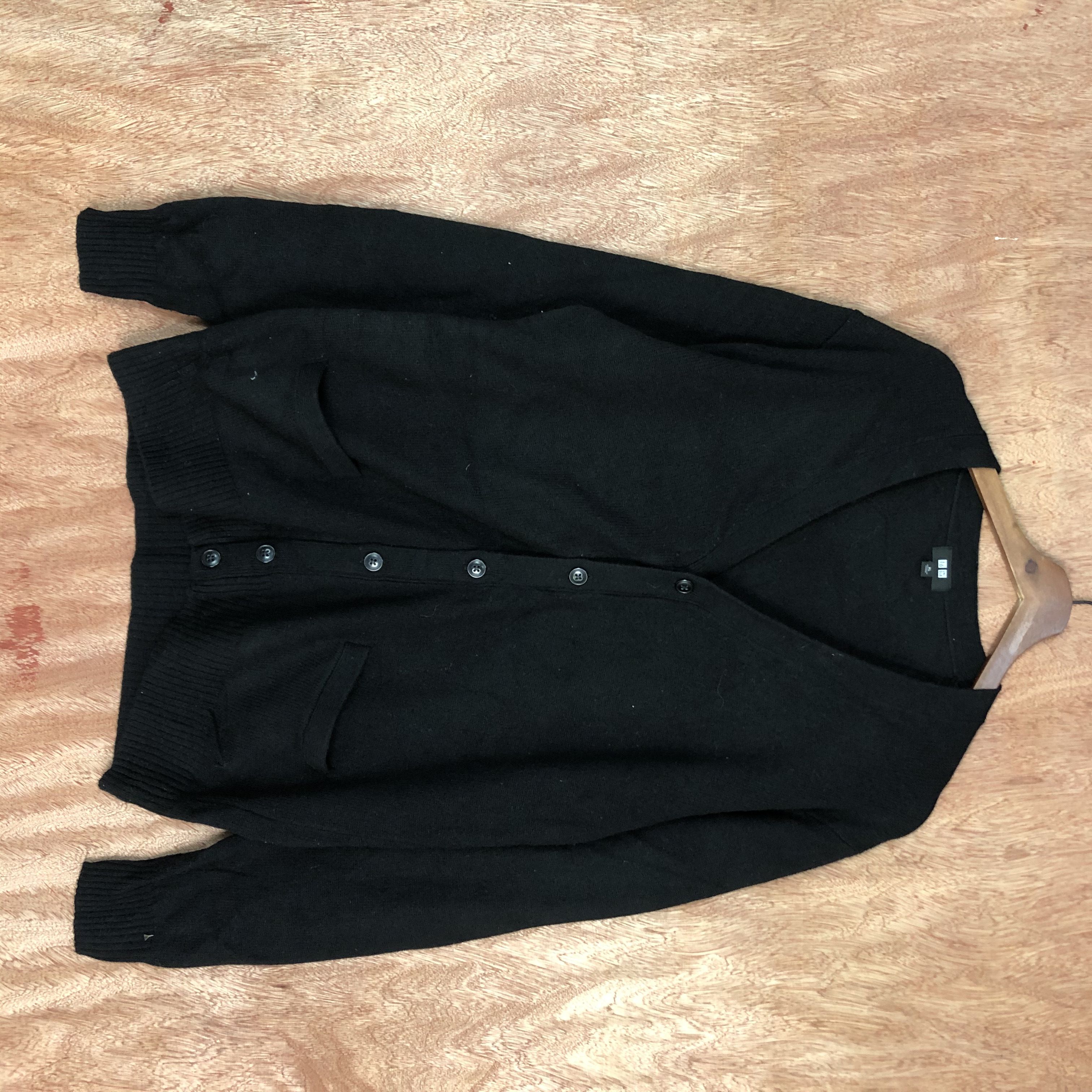image of Black Knitwear Japan Plain Cardigan C439, Men's (Size Large)