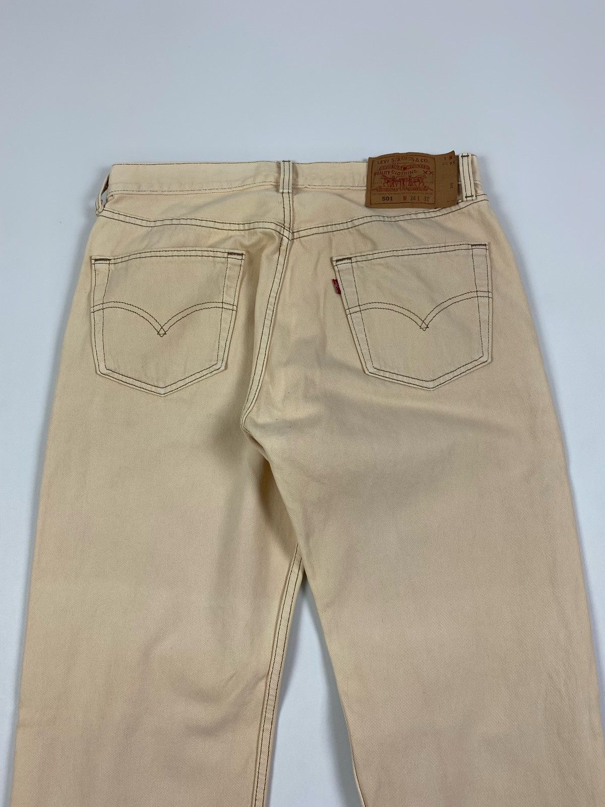 Levi's 1990’s Vintage Levi’s 501 Beige Denim Jeans Pants Made USA Size US 34 / EU 50 - 15 Thumbnail