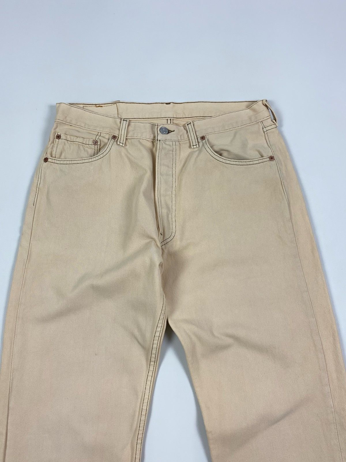 Levi's 1990’s Vintage Levi’s 501 Beige Denim Jeans Pants Made USA Size US 34 / EU 50 - 5 Thumbnail