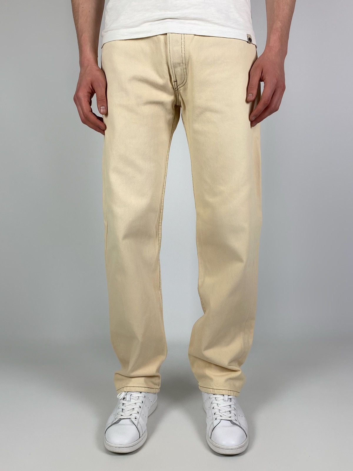 Levi's 1990’s Vintage Levi’s 501 Beige Denim Jeans Pants Made USA Size US 34 / EU 50 - 1 Thumbnail