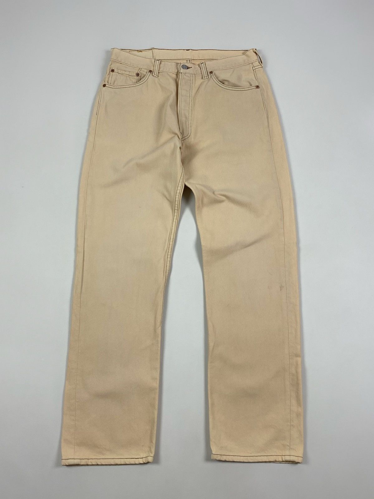 Levi's 1990’s Vintage Levi’s 501 Beige Denim Jeans Pants Made USA Size US 34 / EU 50 - 4 Thumbnail
