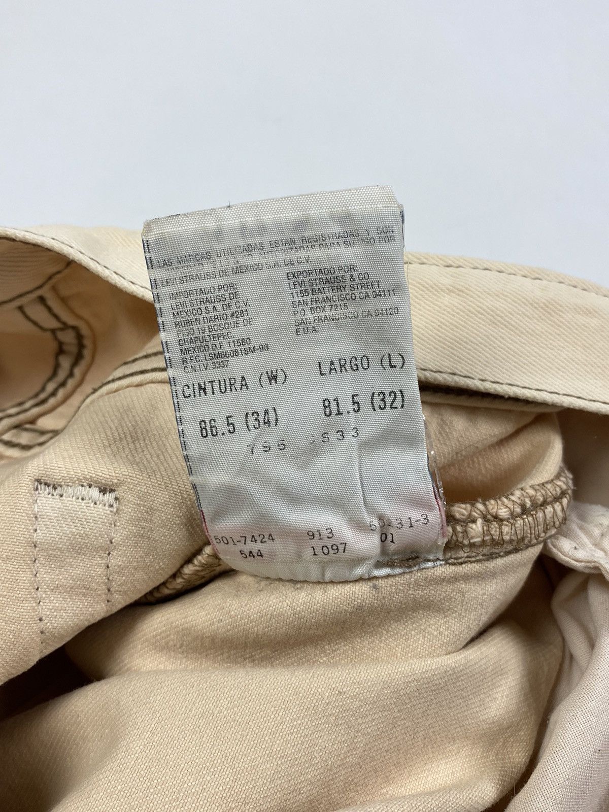 Levi's 1990’s Vintage Levi’s 501 Beige Denim Jeans Pants Made USA Size US 34 / EU 50 - 13 Thumbnail
