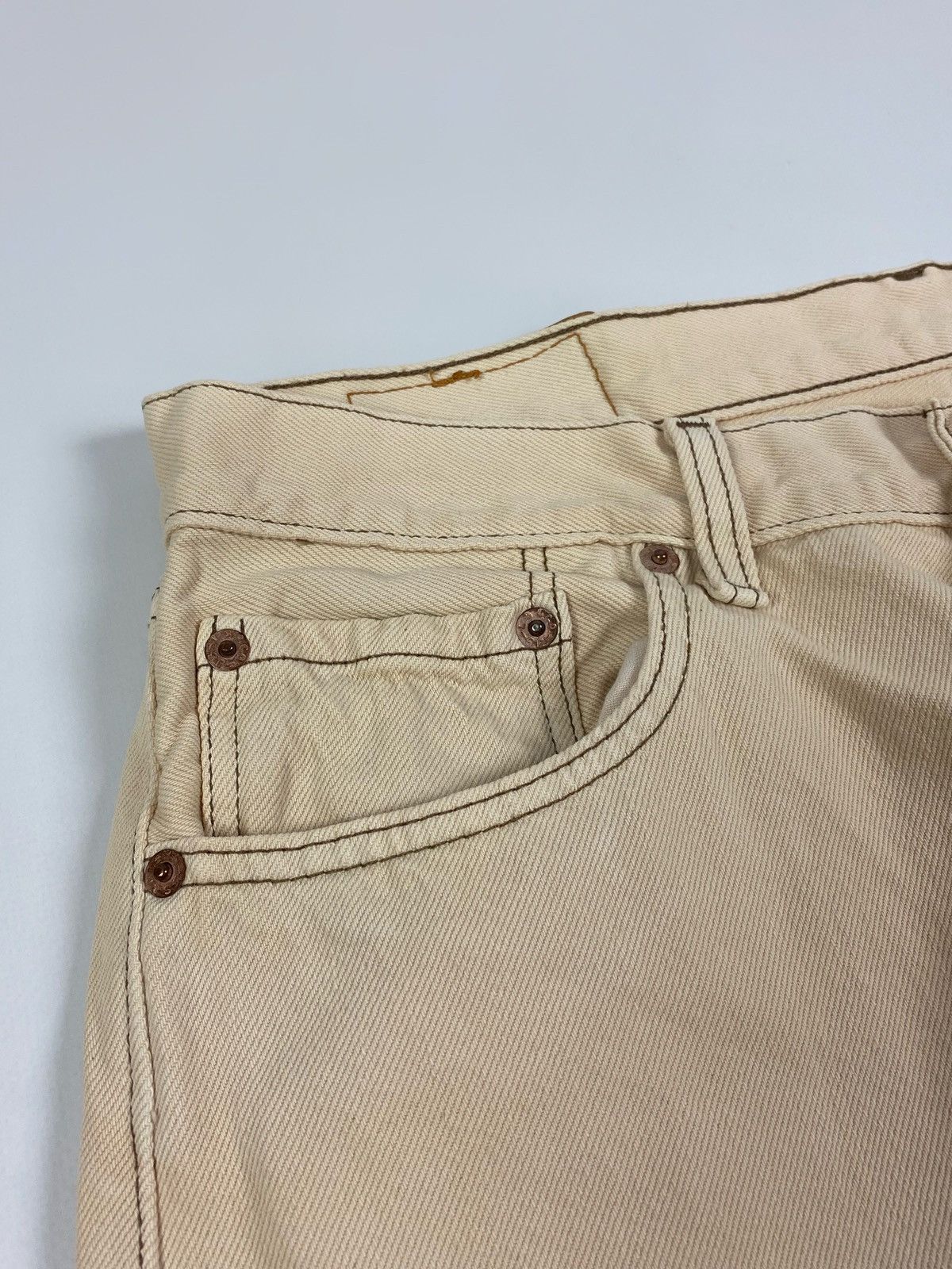 Levi's 1990’s Vintage Levi’s 501 Beige Denim Jeans Pants Made USA Size US 34 / EU 50 - 9 Thumbnail