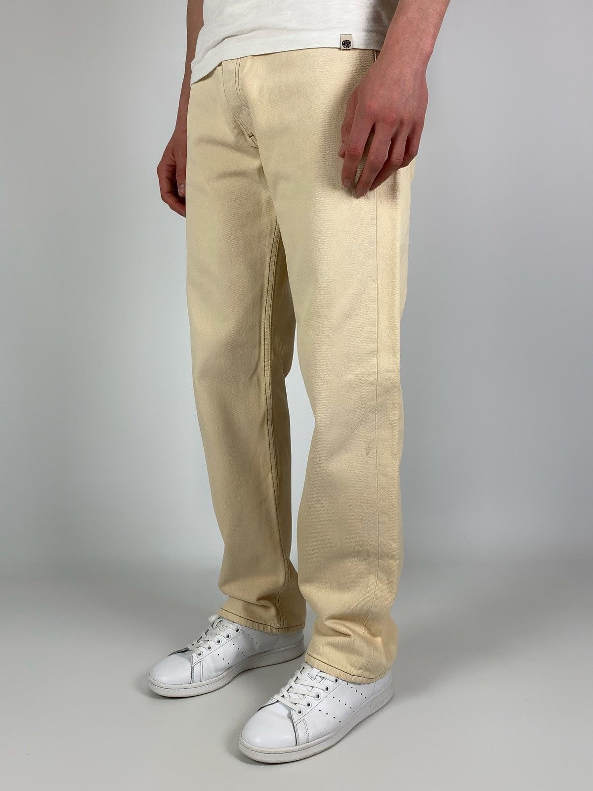 Levi's 1990’s Vintage Levi’s 501 Beige Denim Jeans Pants Made USA Size US 34 / EU 50 - 2 Thumbnail