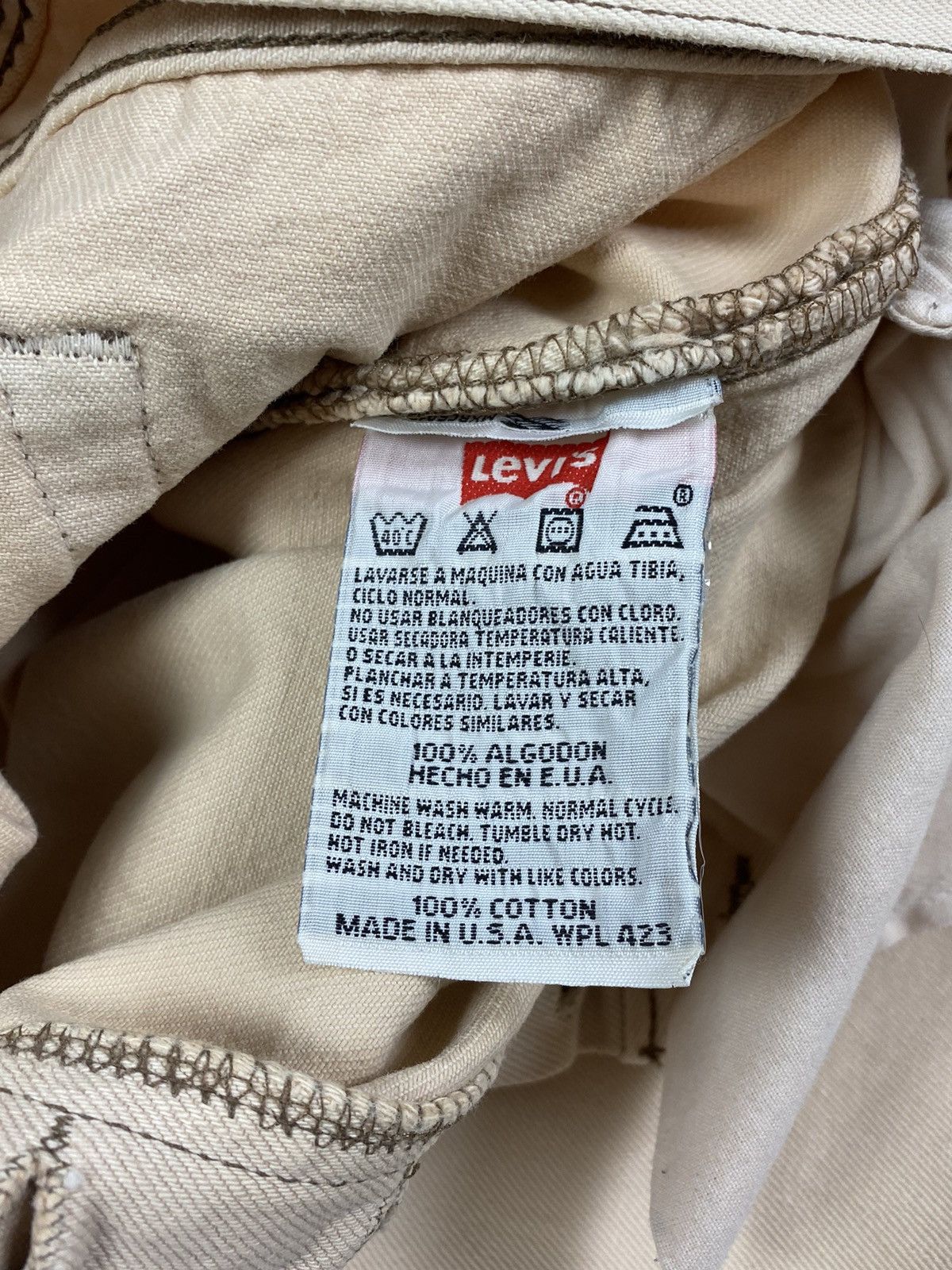 Levi's 1990’s Vintage Levi’s 501 Beige Denim Jeans Pants Made USA Size US 34 / EU 50 - 12 Thumbnail