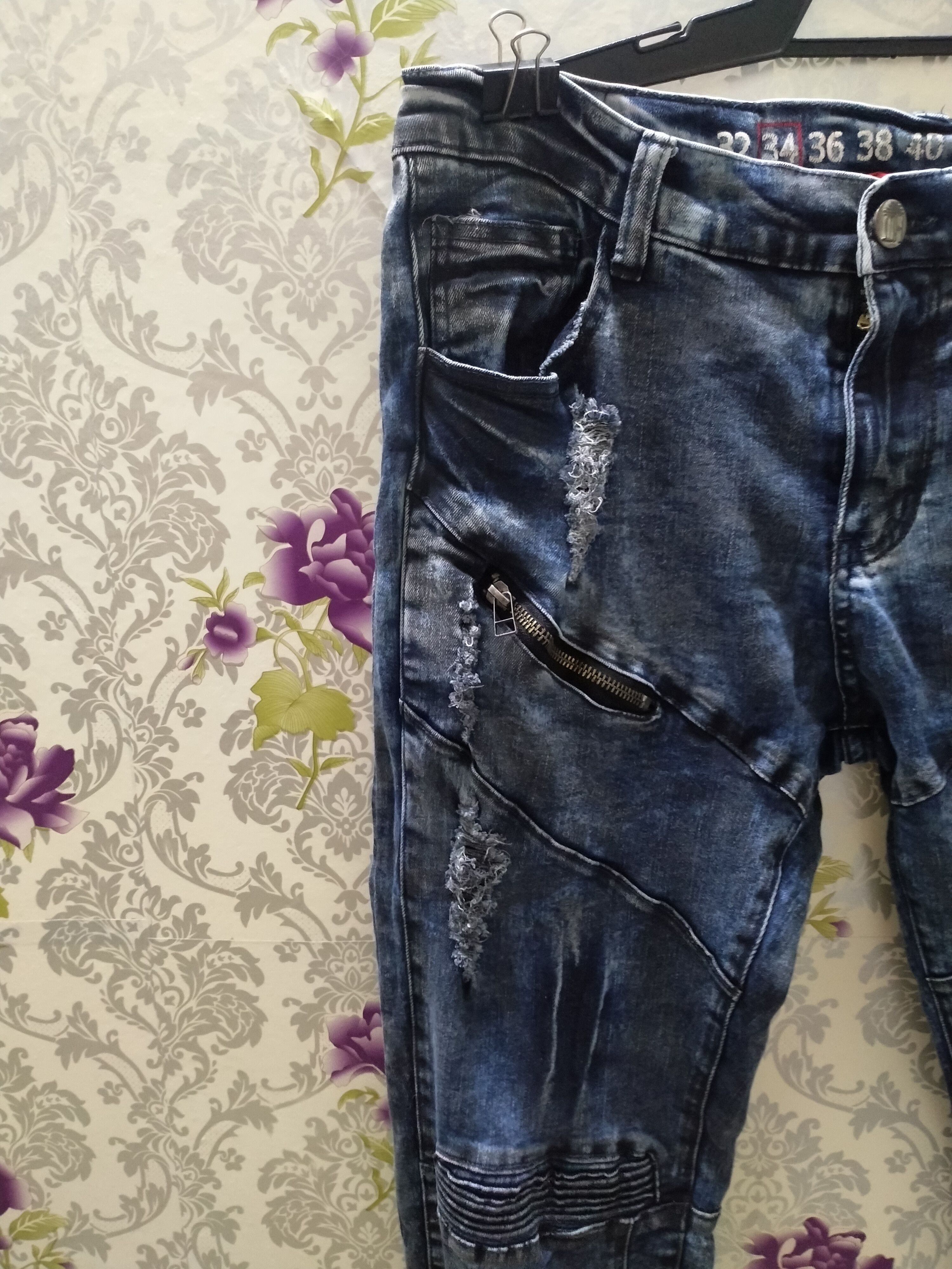 Hysteric Glamour DENIM HOUSE BIKER MOTO FIT RUBBER CLOTH JEANS Size US 34 / EU 50 - 3 Thumbnail