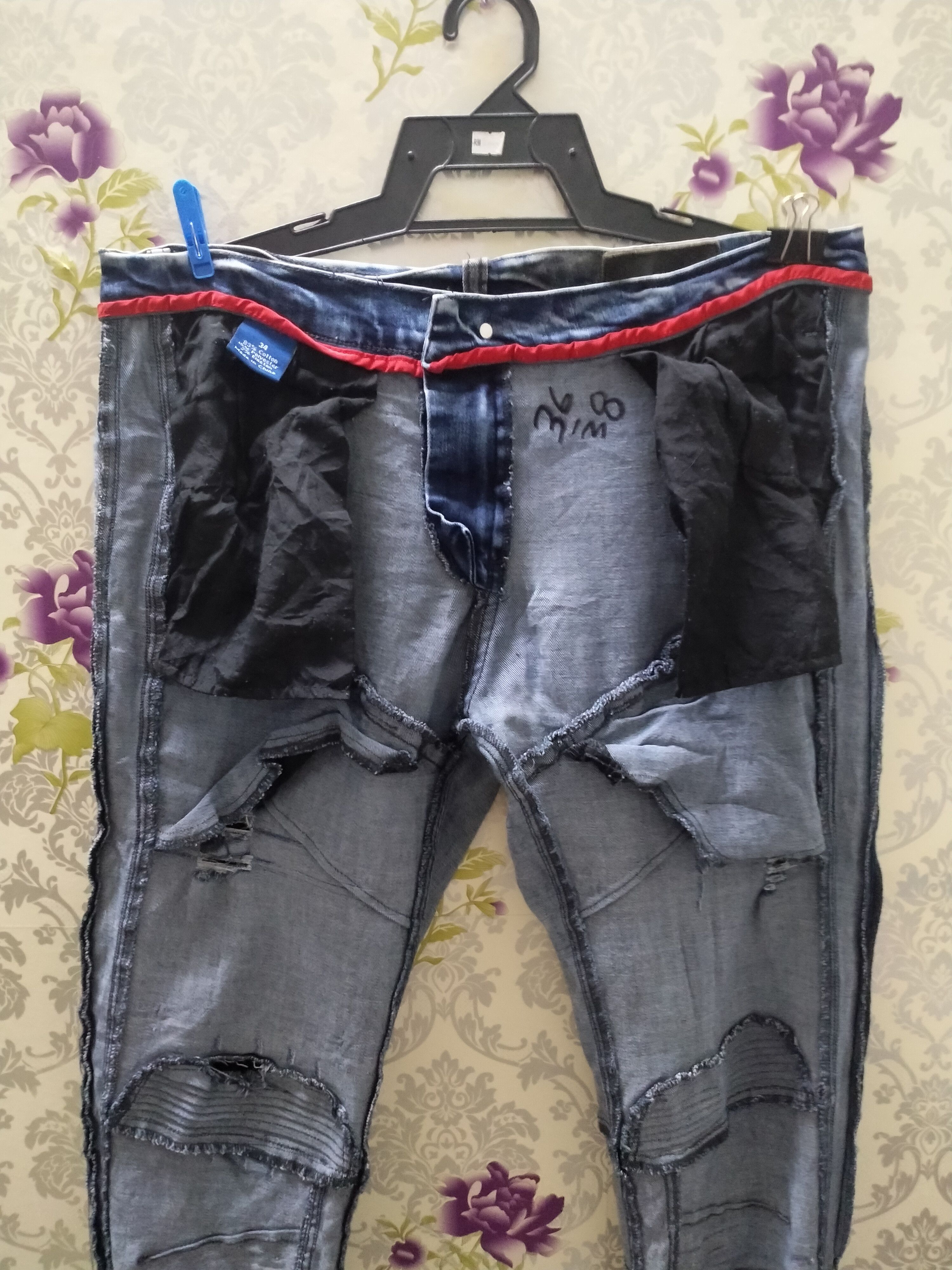 Hysteric Glamour DENIM HOUSE BIKER MOTO FIT RUBBER CLOTH JEANS Size US 34 / EU 50 - 16 Thumbnail