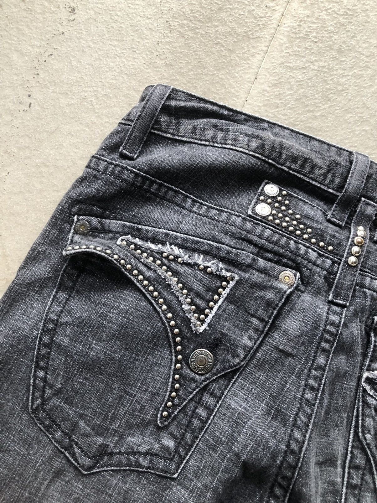 Designer Robin Jeans studded wing logo flap denim Size US 34 / EU 50 - 11 Thumbnail
