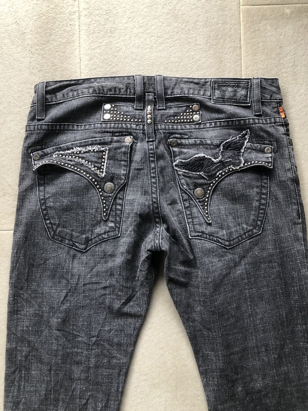Designer Robin Jeans studded wing logo flap denim Size US 34 / EU 50 - 9 Thumbnail