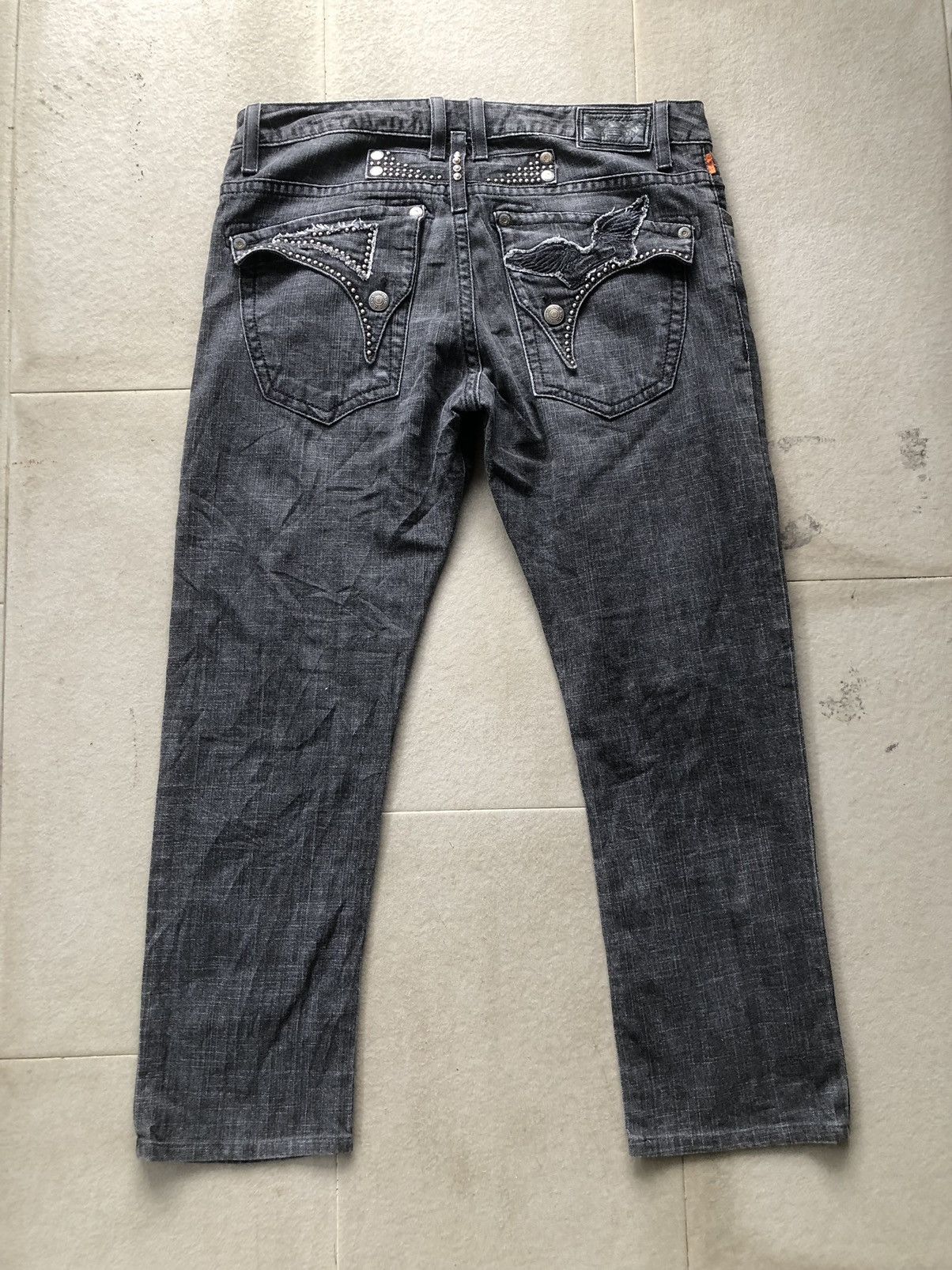 Designer Robin Jeans studded wing logo flap denim Size US 34 / EU 50 - 8 Thumbnail