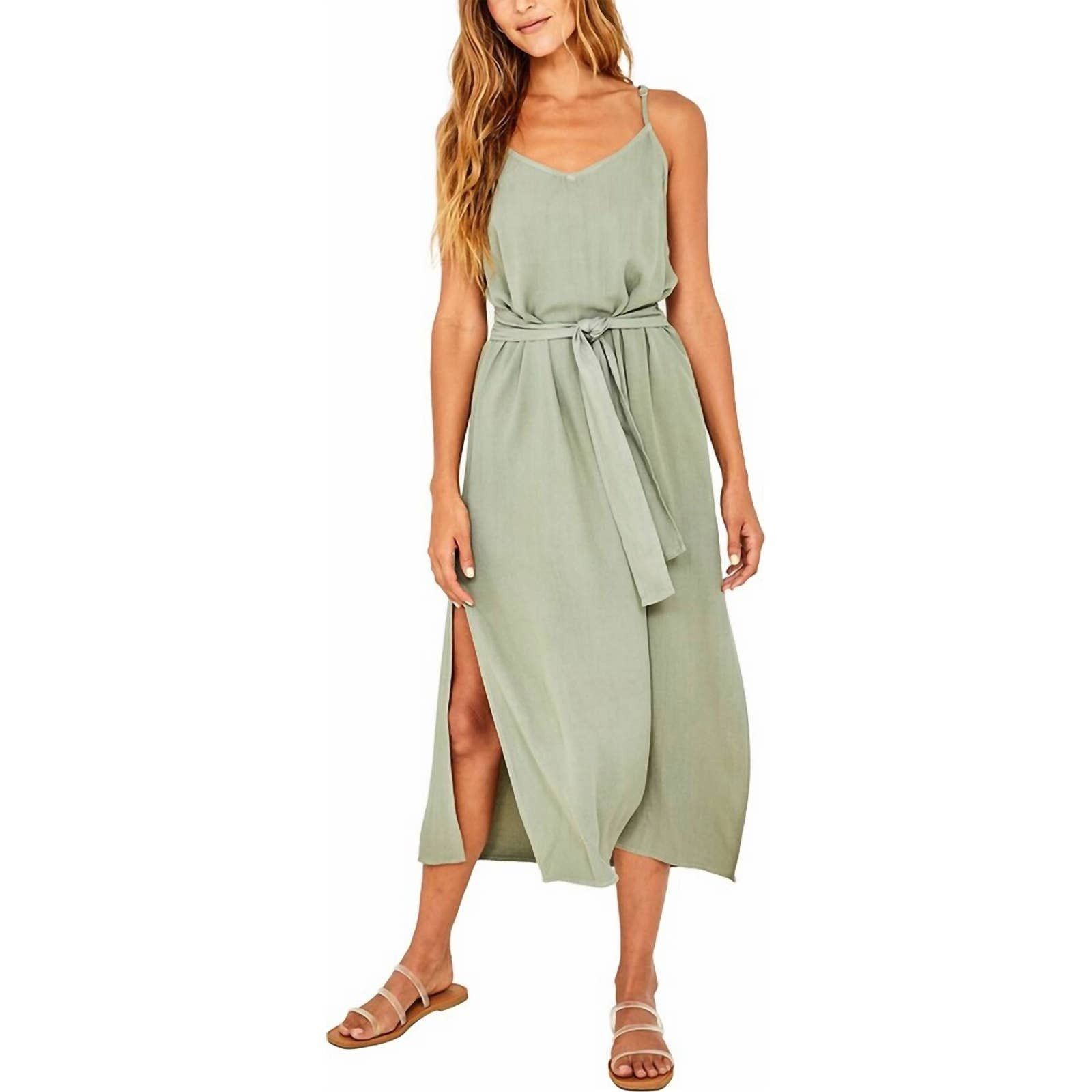 Bella Dahl Smocked Back Belted Cami Dress In Soft Army | Grailed