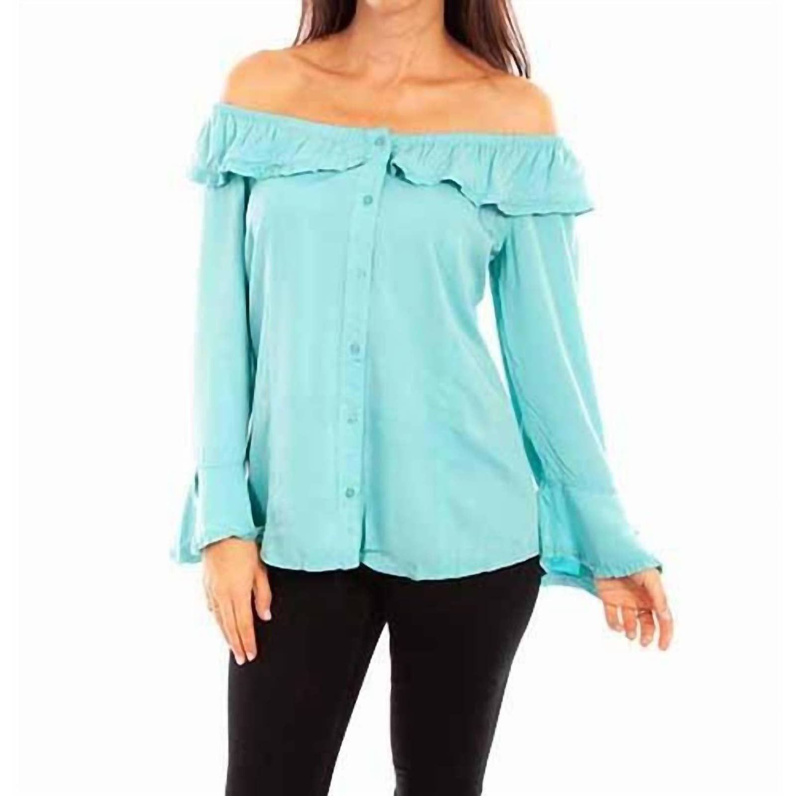 Scully Ruffled Front Blouse Black