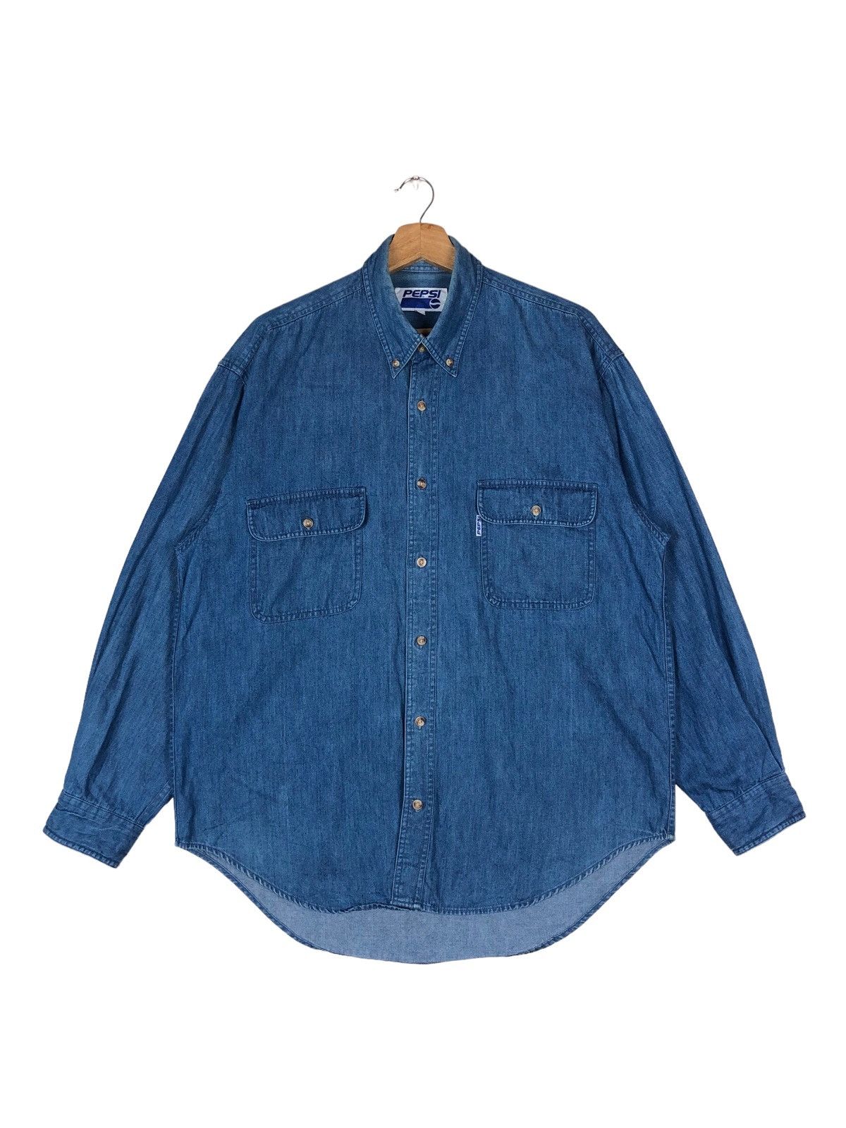 Pepsi Vintage Pepsi Flap-Pocket Denim Shirt Size US L / EU 52-54 / 3 - 1 Thumbnail