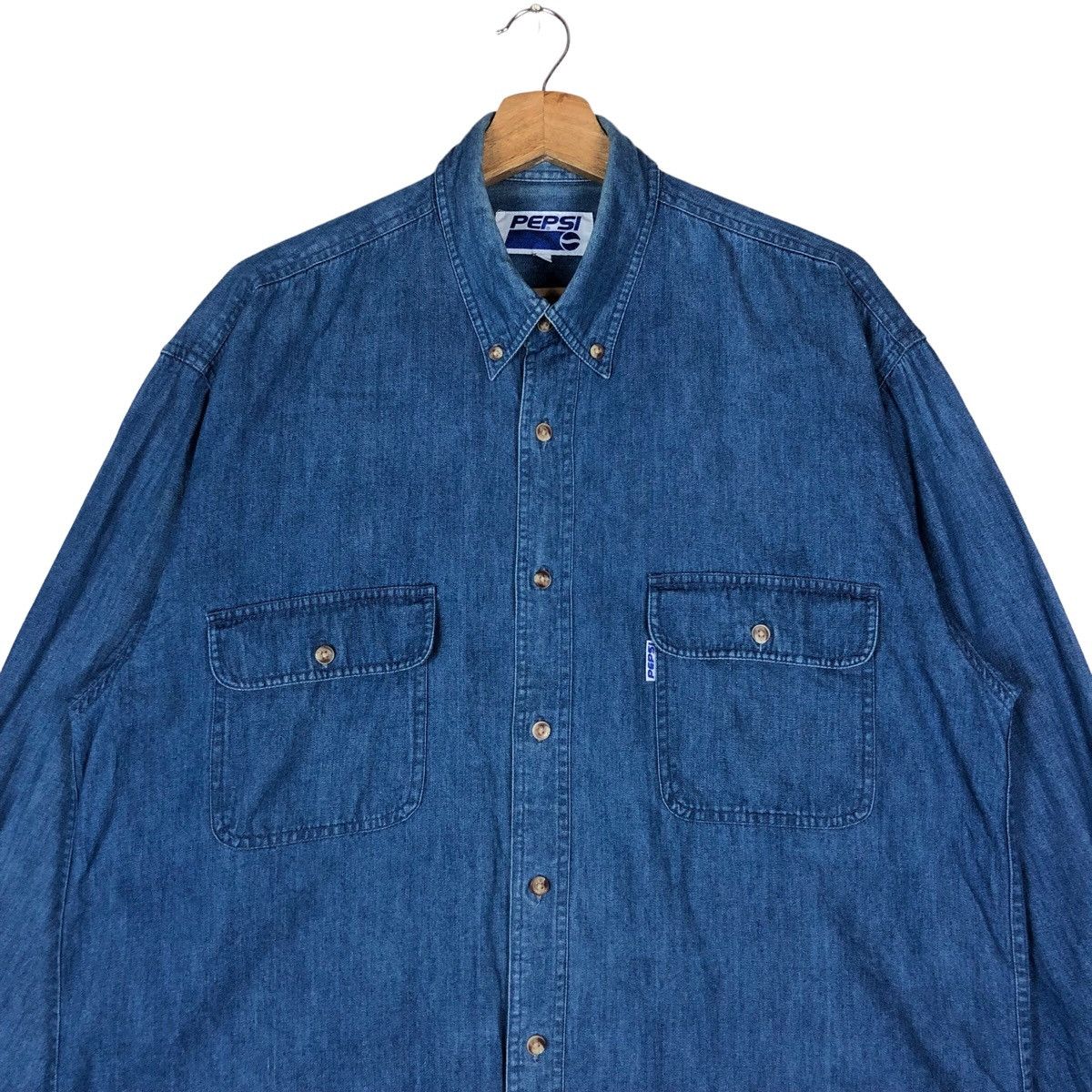 Pepsi Vintage Pepsi Flap-Pocket Denim Shirt Size US L / EU 52-54 / 3 - 2 Thumbnail