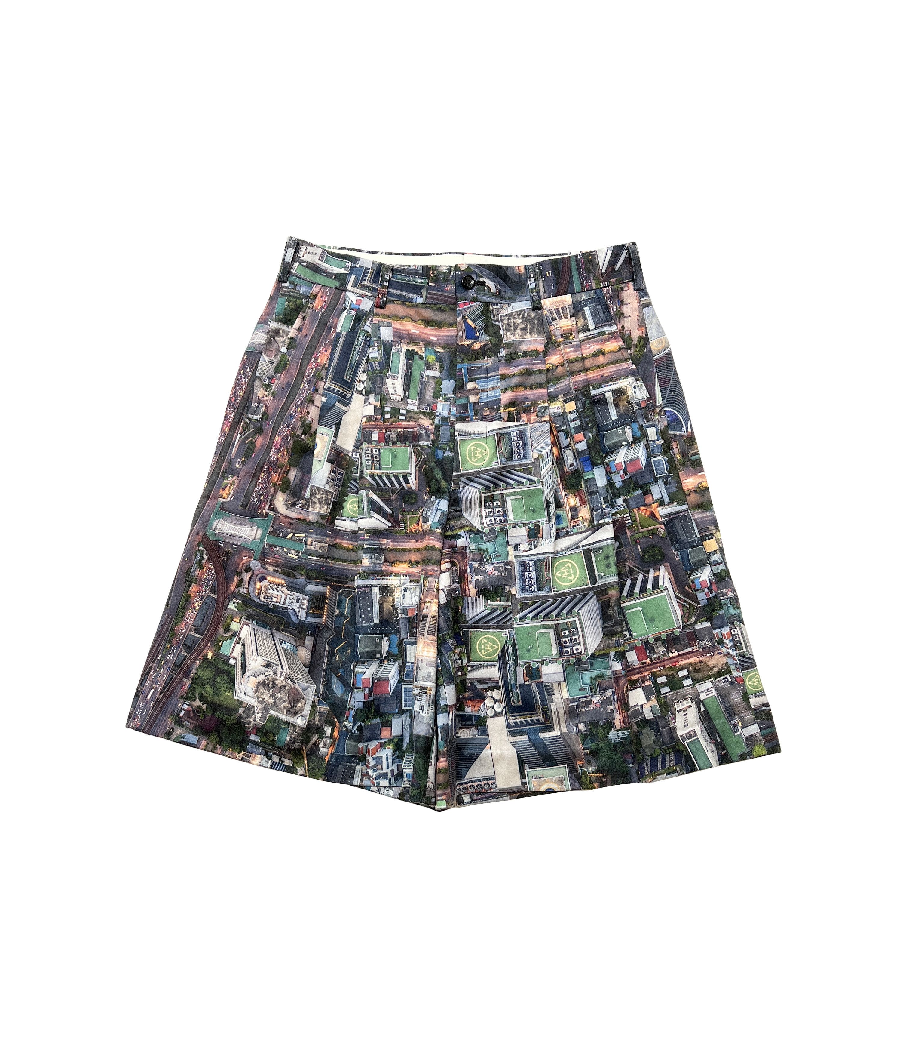 Pre-owned Comme Des Garçons Homme Deux New — Aw18 Wide Legs Printed Pleated Shorts In Multicolor