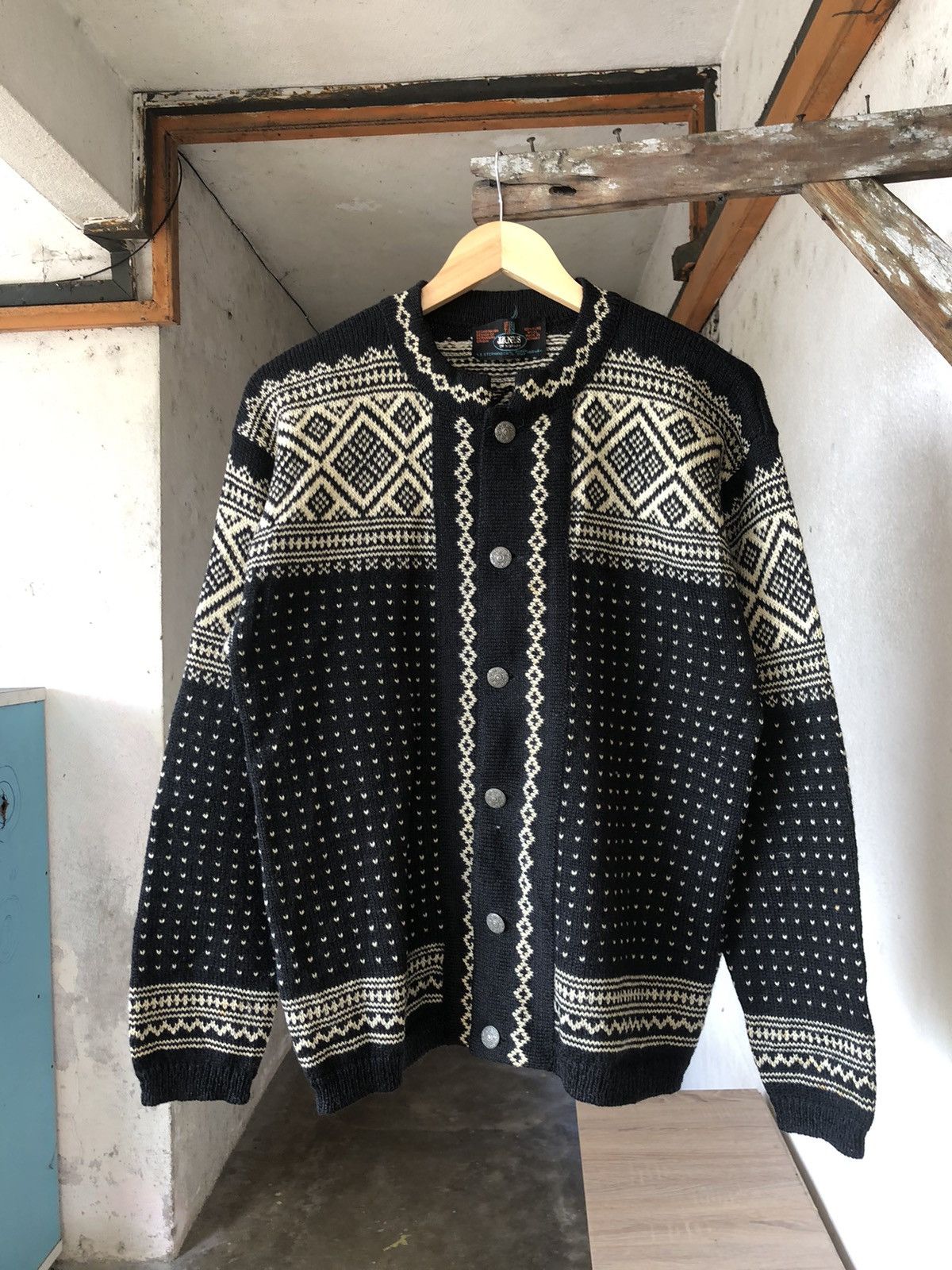 image of Avant Garde x Coloured Cable Knit Sweater Vintage Janus Of Norway Native Coloured Knit Button Sweat