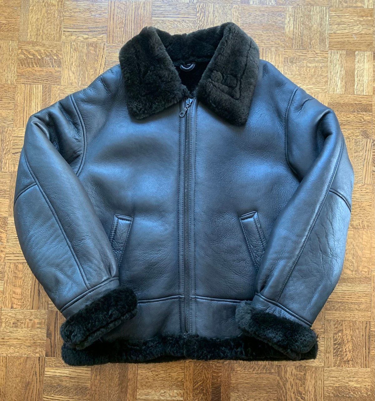 Pre-owned Made In Usa X Vintage Milano Genuine Shearling Heavy Winter Coat Black