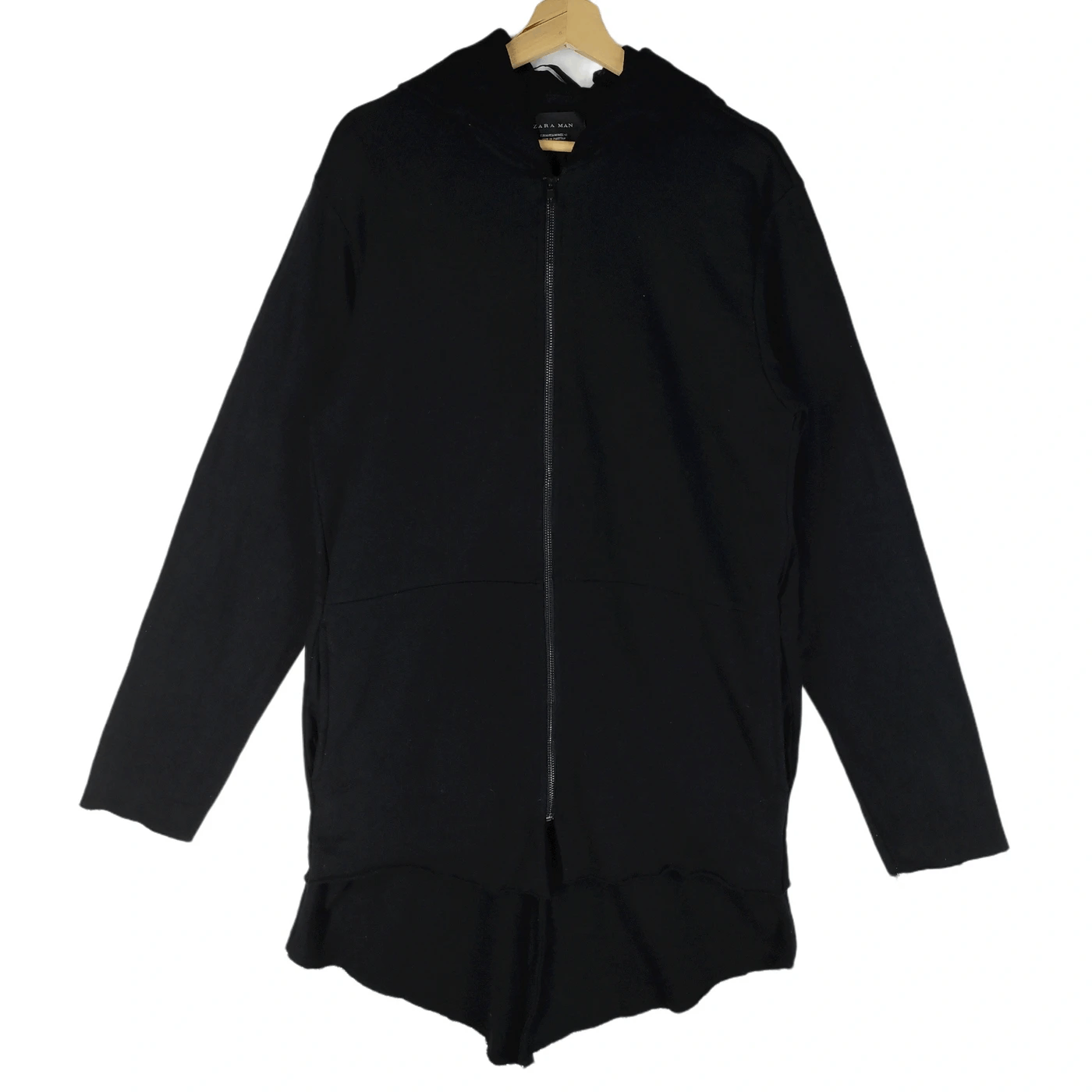 image of Zara Man Zara Dark Long Hoodies in Dark Black, Men's (Size Medium)