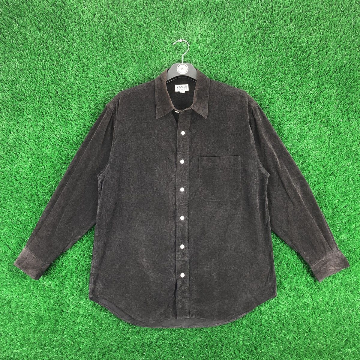 Kansai Yamamoto Vintage Corduroy Dark Brown Shirt by Kansai Jeans Size US M / EU 48-50 / 2 - 1 Thumbnail