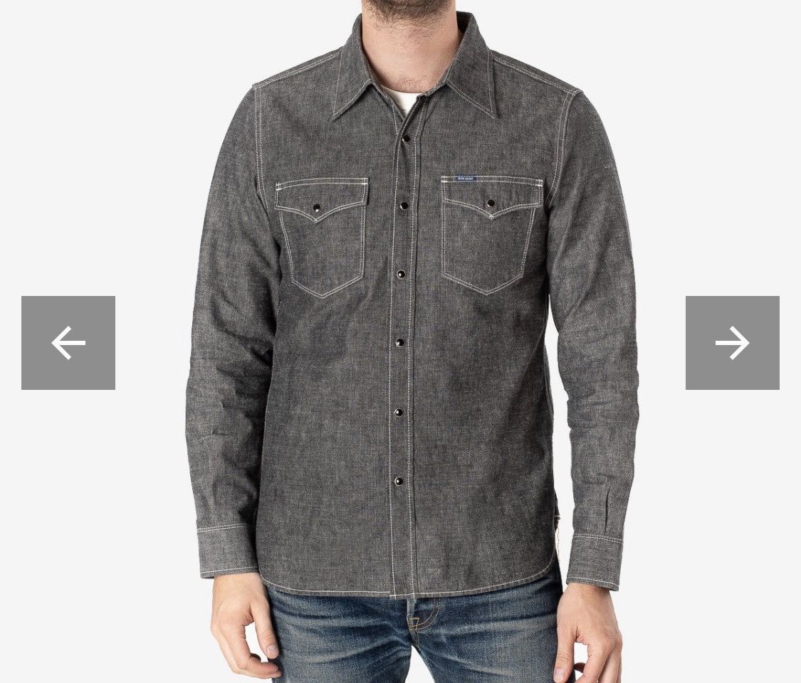 Iron Heart Iron Heart 10oz Selvedge Chambray Western IHSH13BLK Grailed