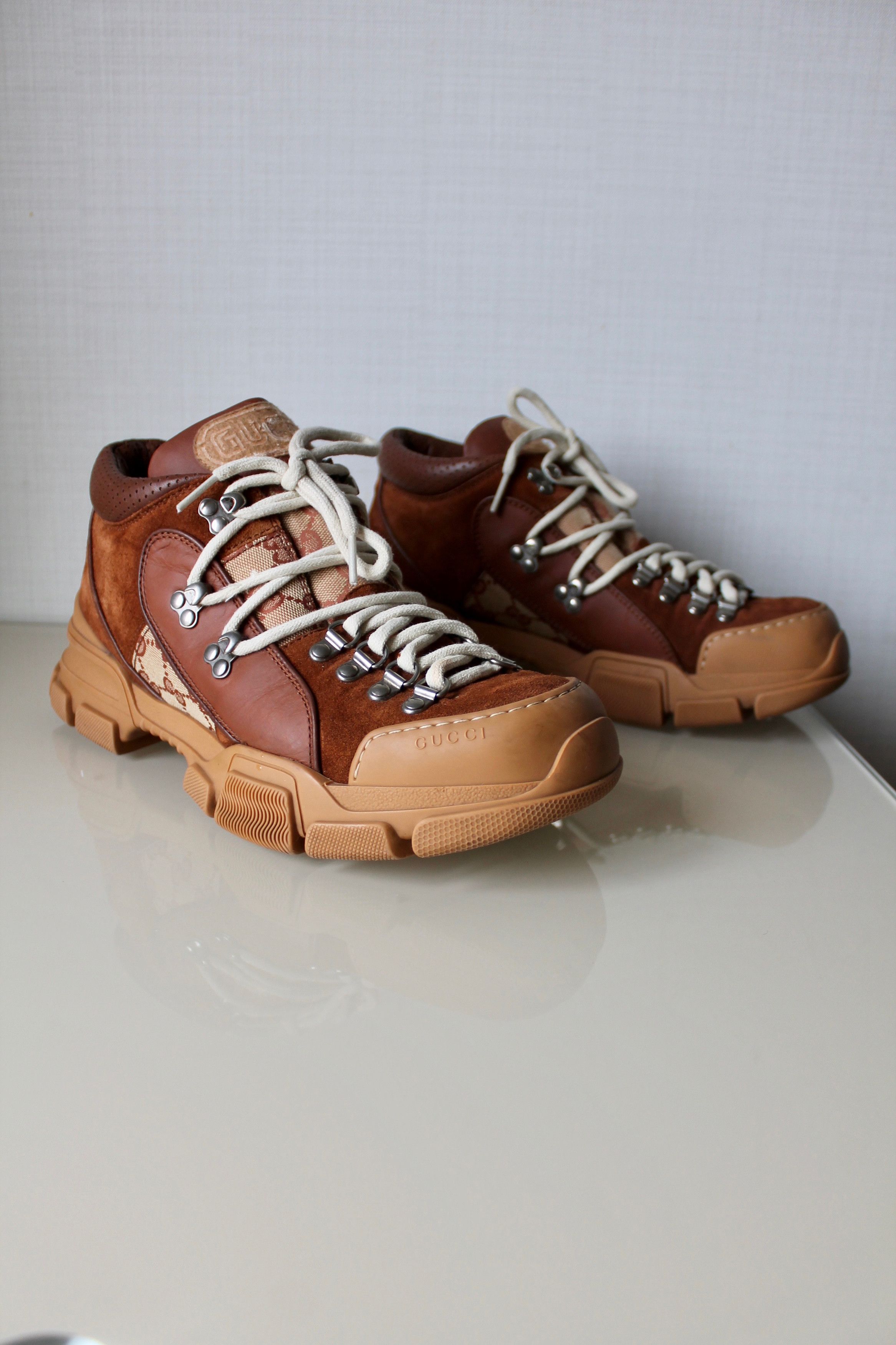 Gucci Mans Flashtrek GG Supreme Hiking Fashion Sneaker US 10-10.5 Gucci Flashtrek Hiking Boots GG Canvas and Suede | eBay main image 2