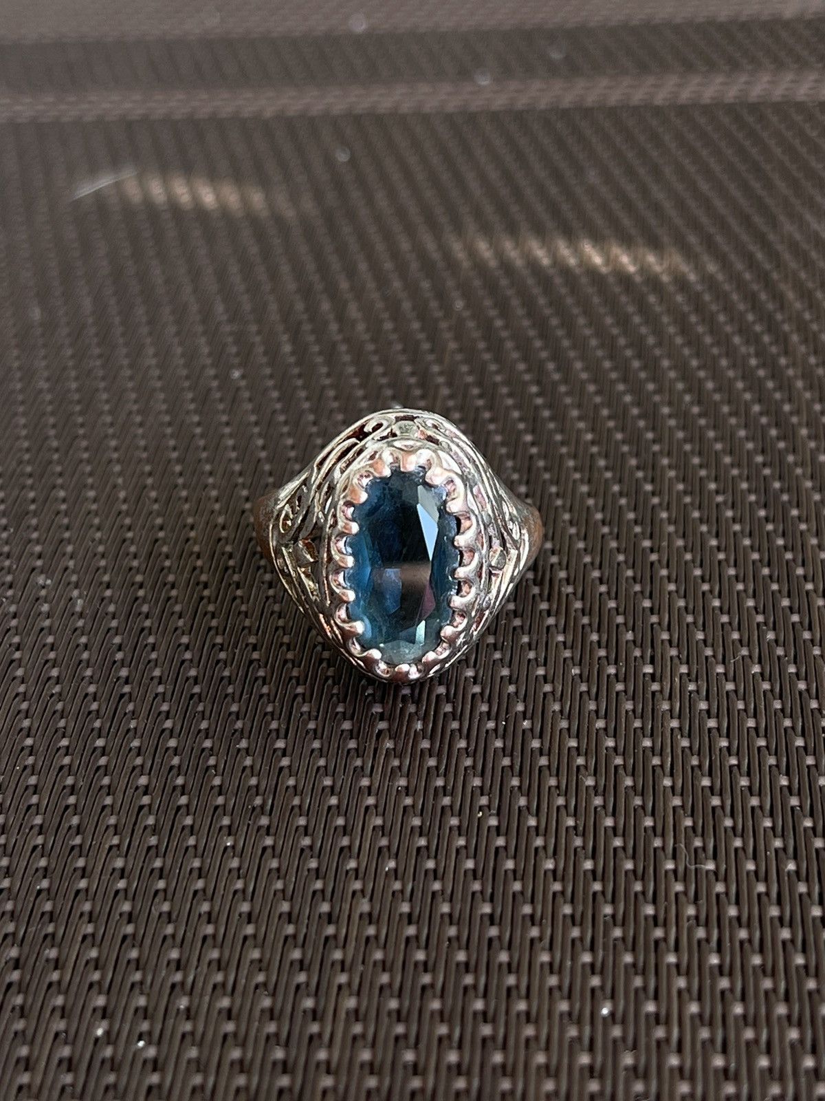 Vintage Avant garde ring, Regular size, with blue pebble futuristic Size ONE SIZE - 2 Thumbnail