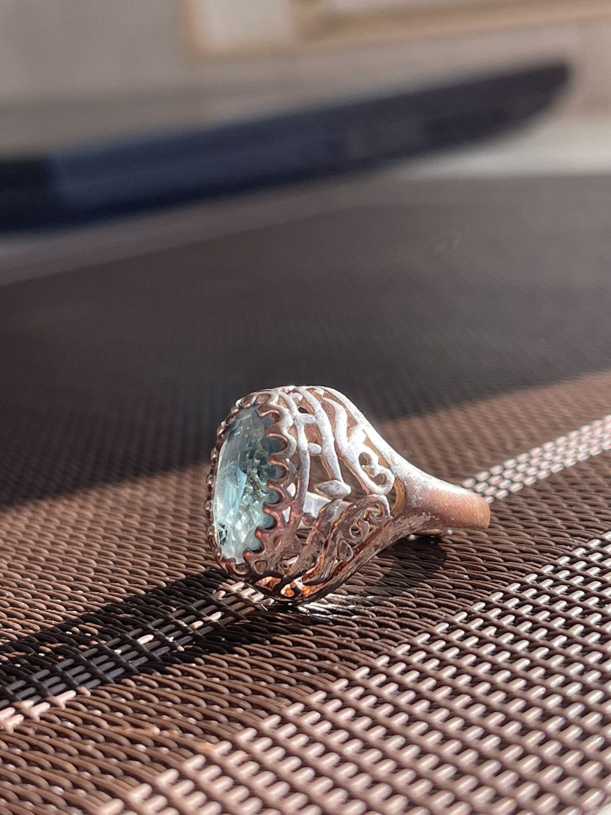 Vintage Avant garde ring, Regular size, with blue pebble futuristic Size ONE SIZE - 8 Thumbnail