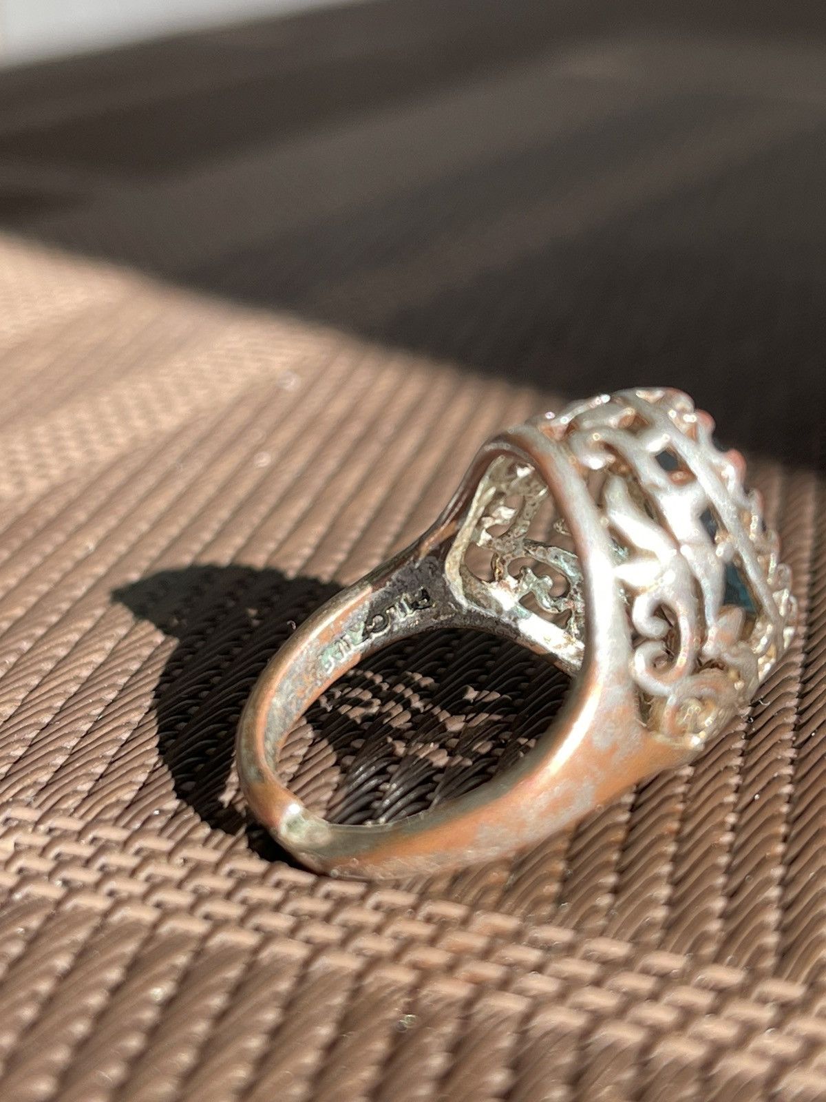 Vintage Avant garde ring, Regular size, with blue pebble futuristic Size ONE SIZE - 7 Thumbnail
