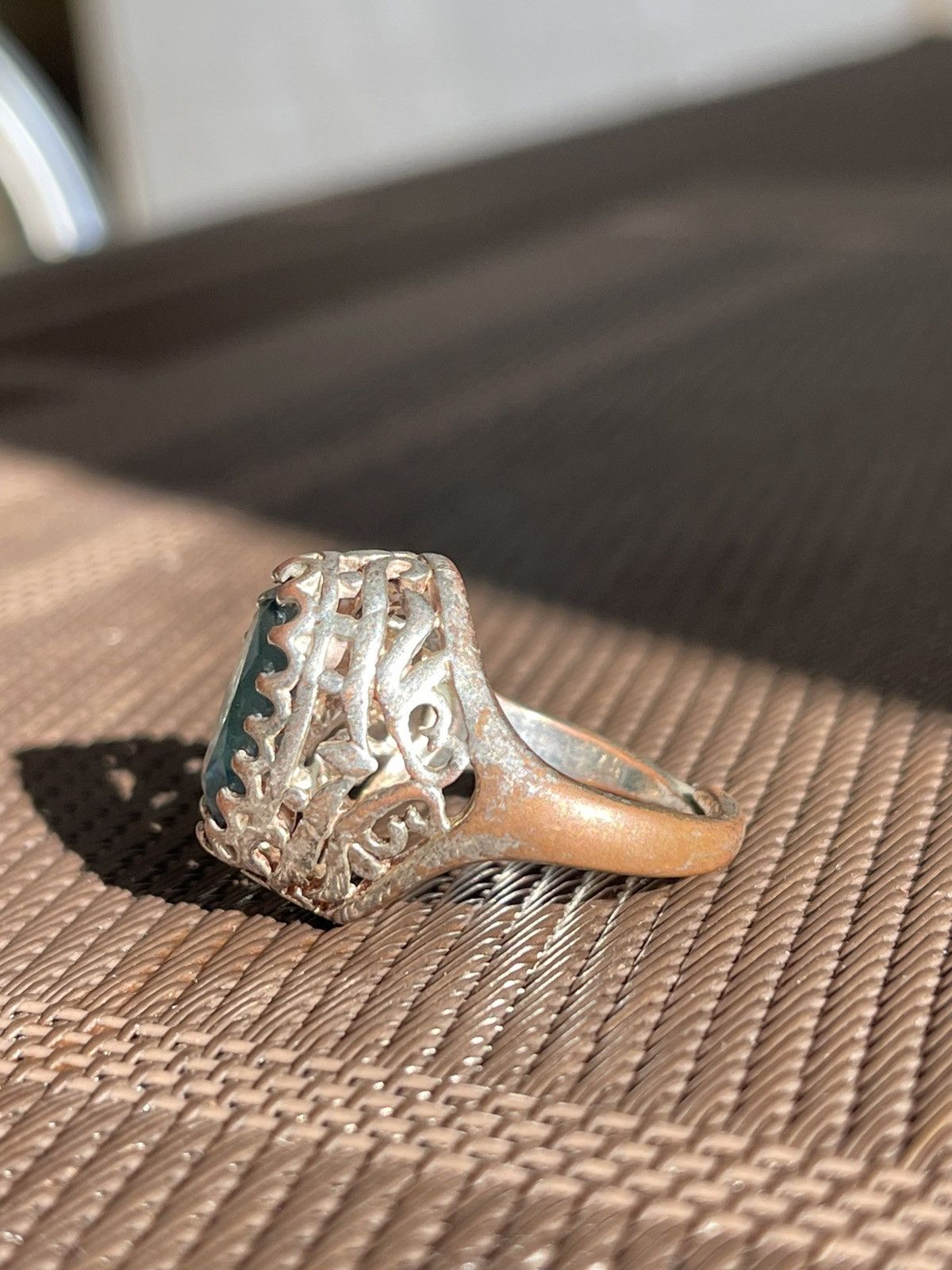 Vintage Avant garde ring, Regular size, with blue pebble futuristic Size ONE SIZE - 5 Thumbnail
