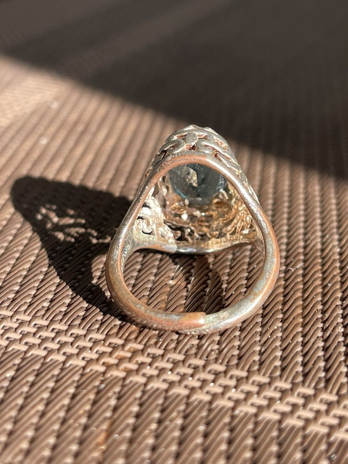 Vintage Avant garde ring, Regular size, with blue pebble futuristic Size ONE SIZE - 6 Thumbnail